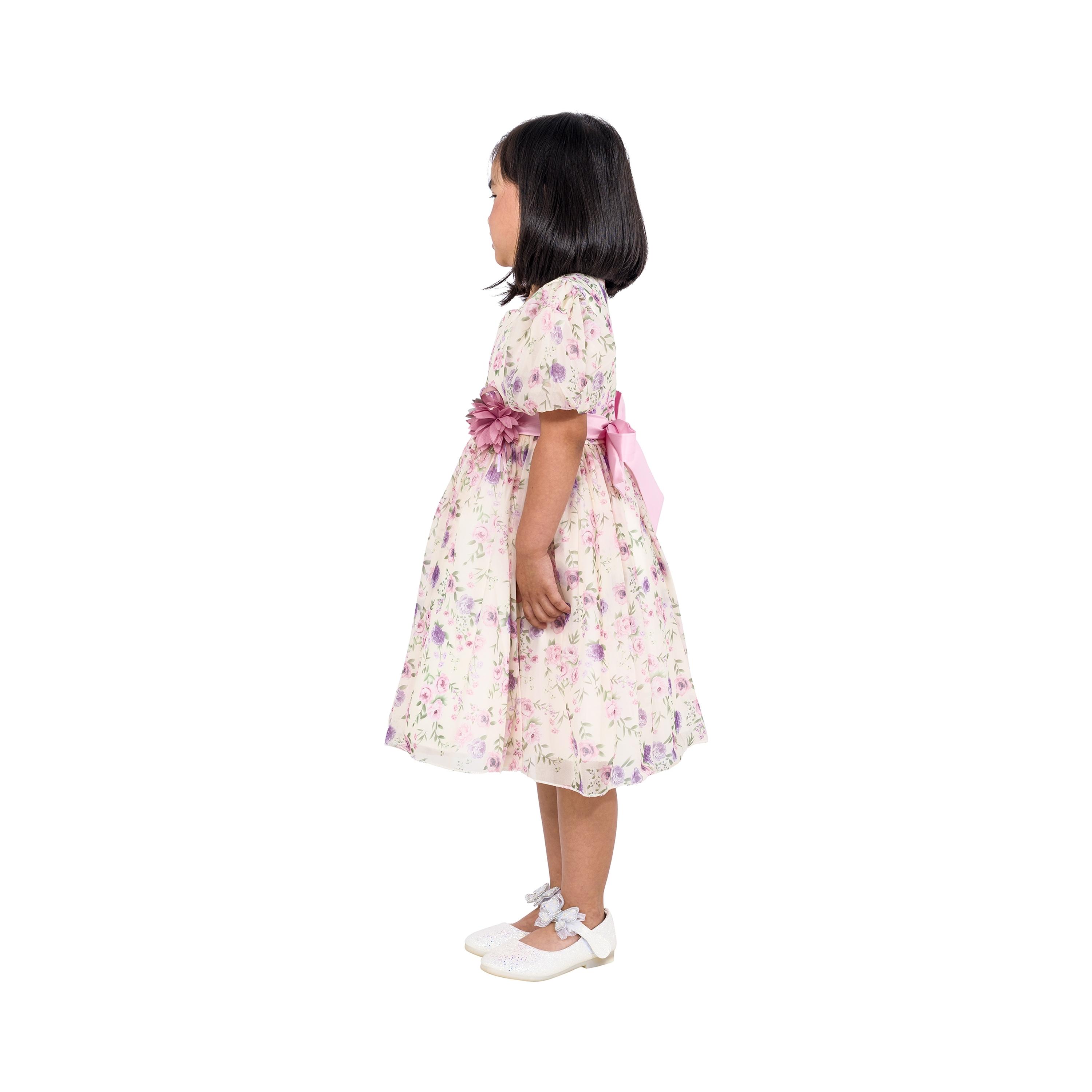 فستان حفلات الأميرة الصغيرة بأكمام قصيرة وطبعة زهور من بيبيكلو-girls-clothing-dressesandjumpsuits-image-3