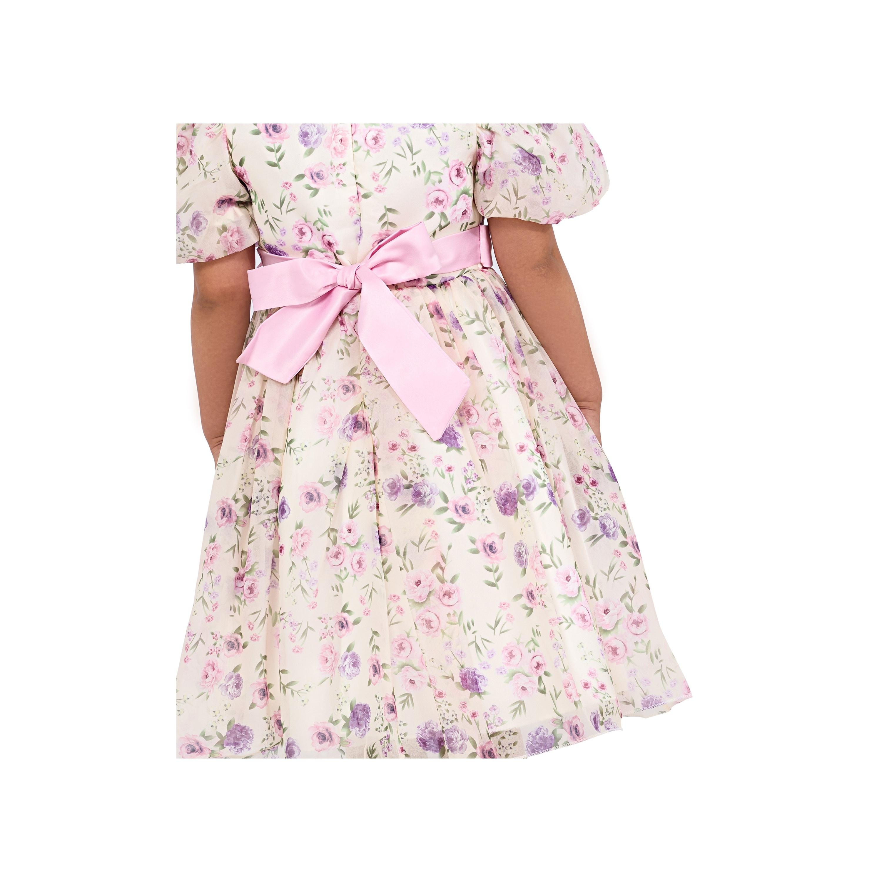 فستان حفلات الأميرة الصغيرة بأكمام قصيرة وطبعة زهور من بيبيكلو-girls-clothing-dressesandjumpsuits-image-5