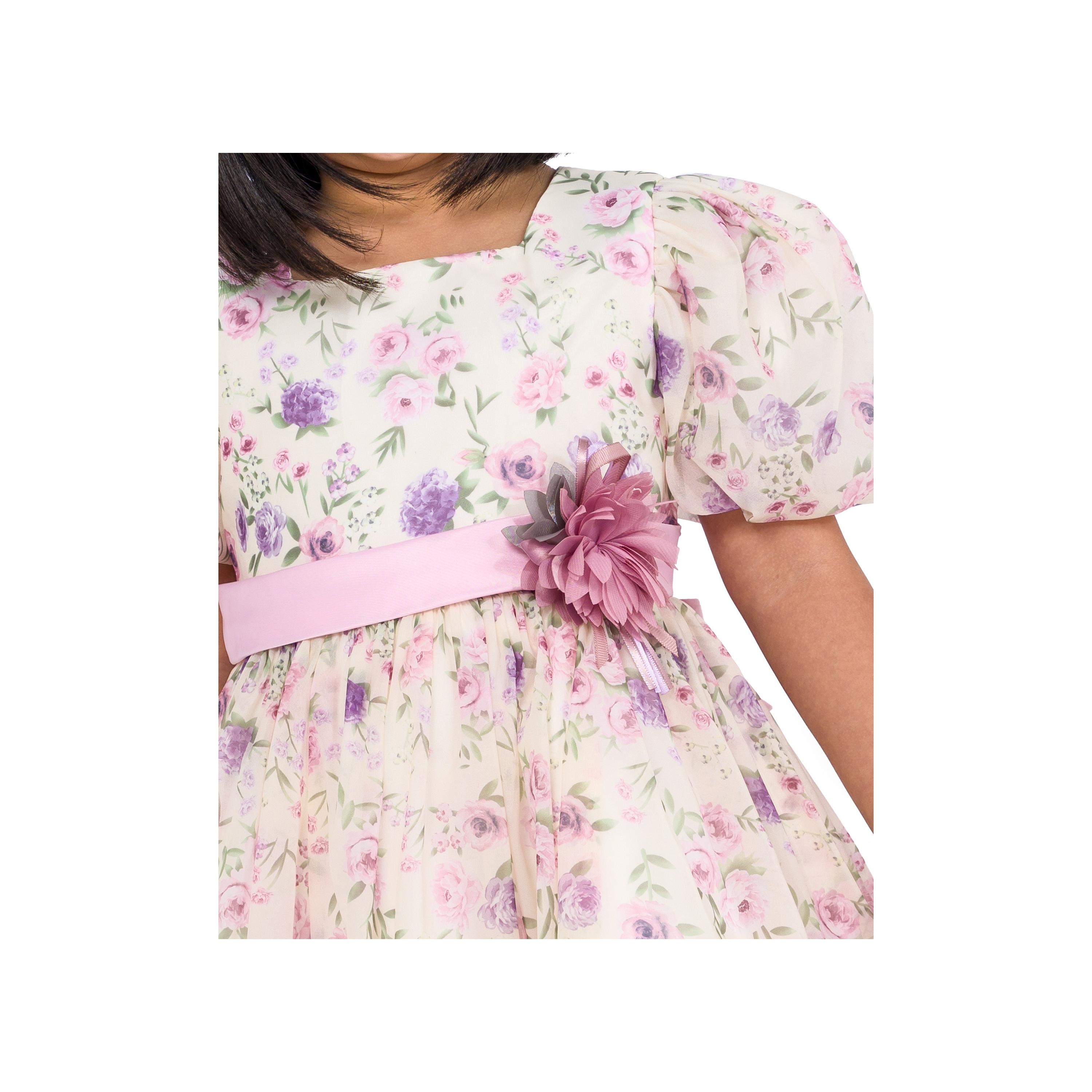 فستان حفلات الأميرة الصغيرة بأكمام قصيرة وطبعة زهور من بيبيكلو-girls-clothing-dressesandjumpsuits-image-6