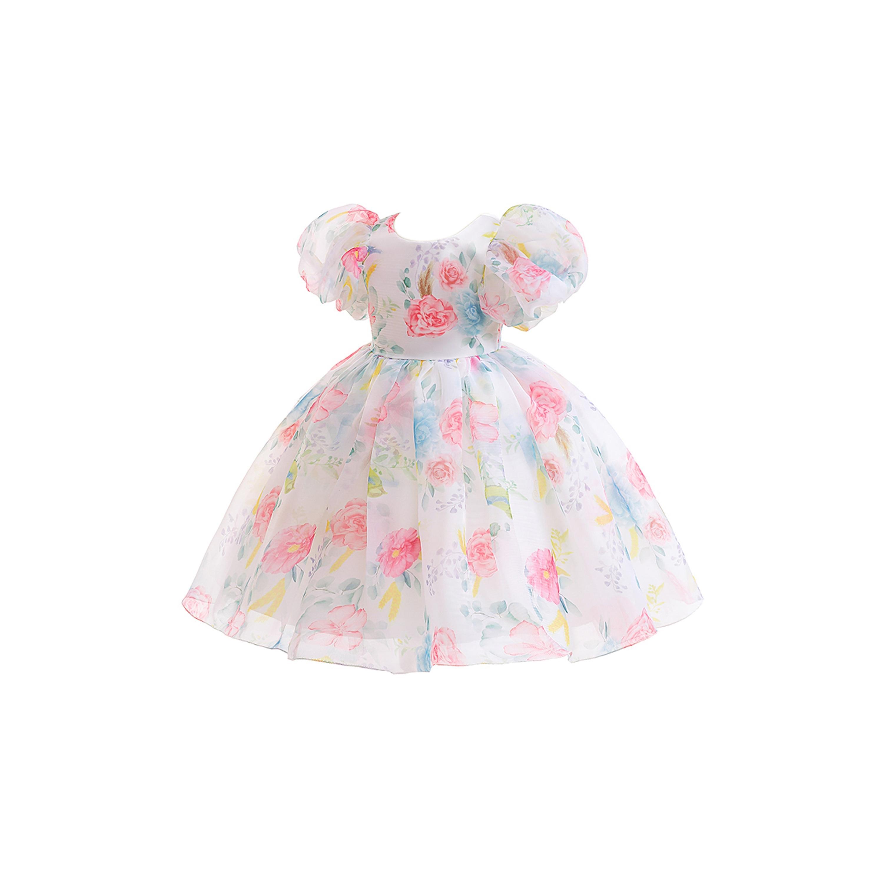 Babyqlo Charming Floral Printed Cap Sleeves Dress-girls-clothing-dressesandjumpsuits-image-1