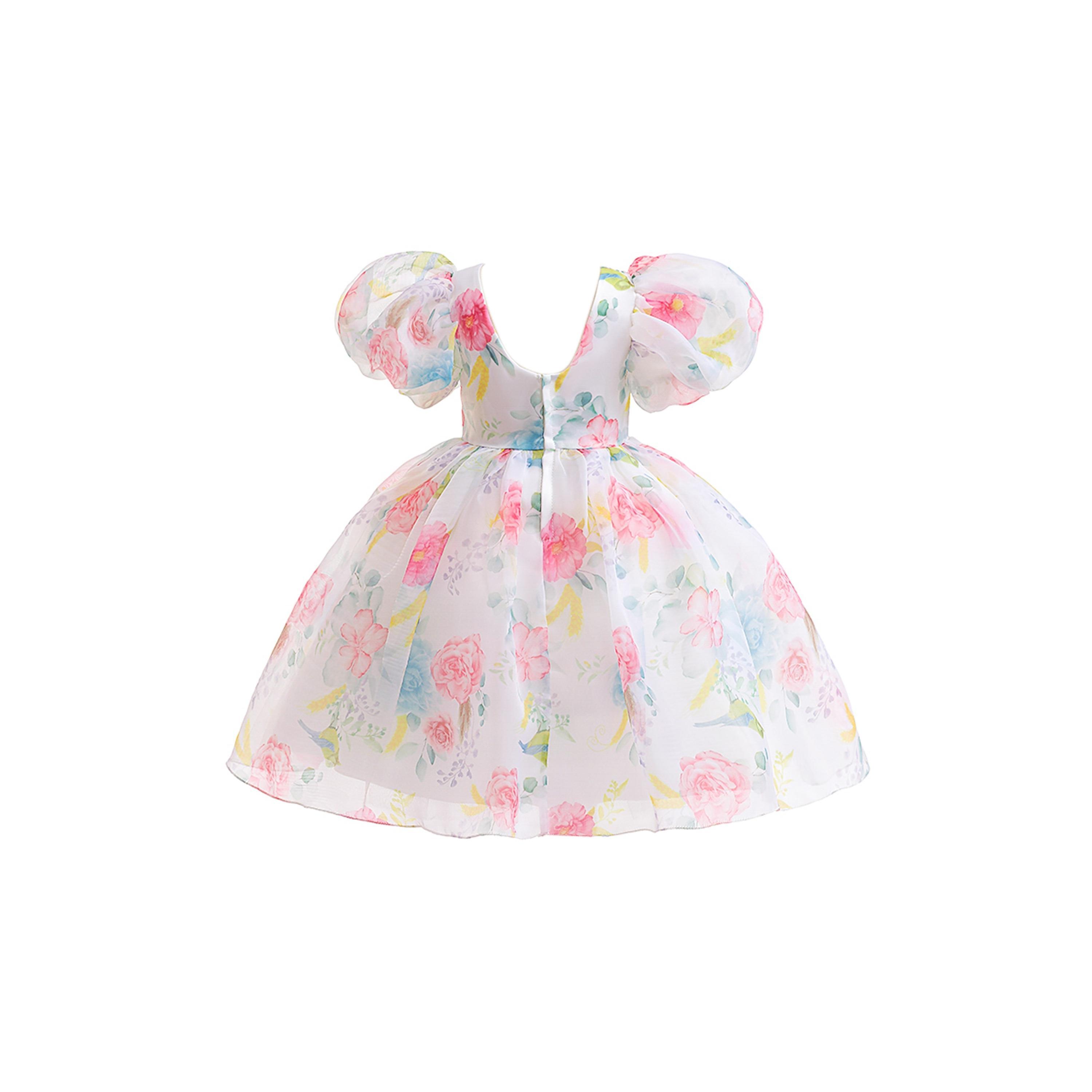 Babyqlo Charming Floral Printed Cap Sleeves Dress-girls-clothing-dressesandjumpsuits-image-2