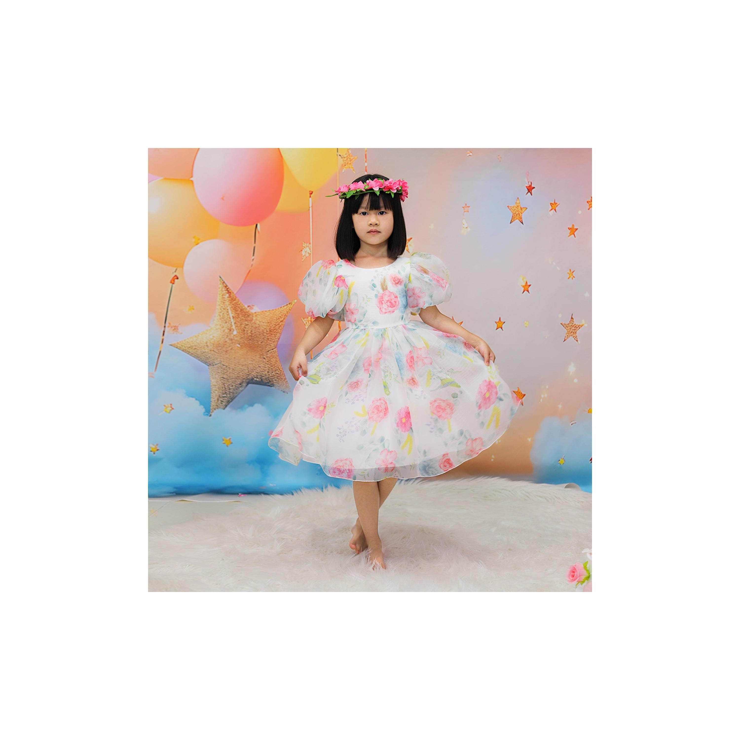 Babyqlo Charming Floral Printed Cap Sleeves Dress-girls-clothing-dressesandjumpsuits-image-4