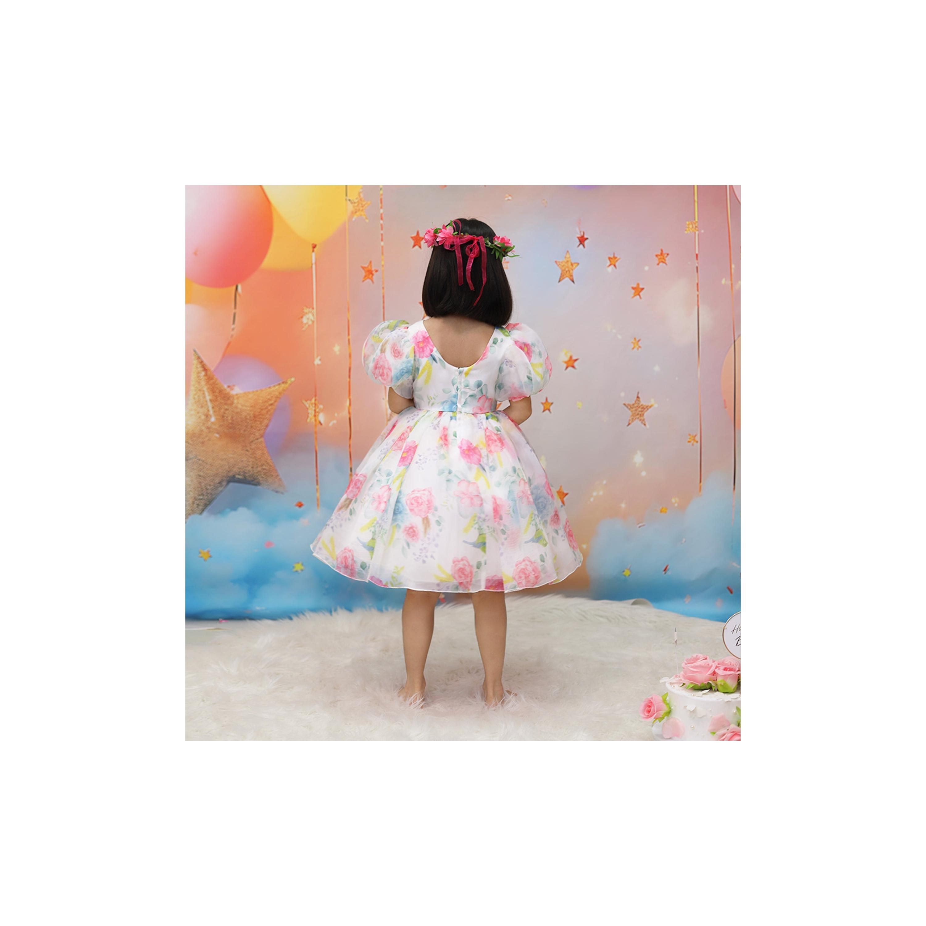 Babyqlo Charming Floral Printed Cap Sleeves Dress-girls-clothing-dressesandjumpsuits-image-5