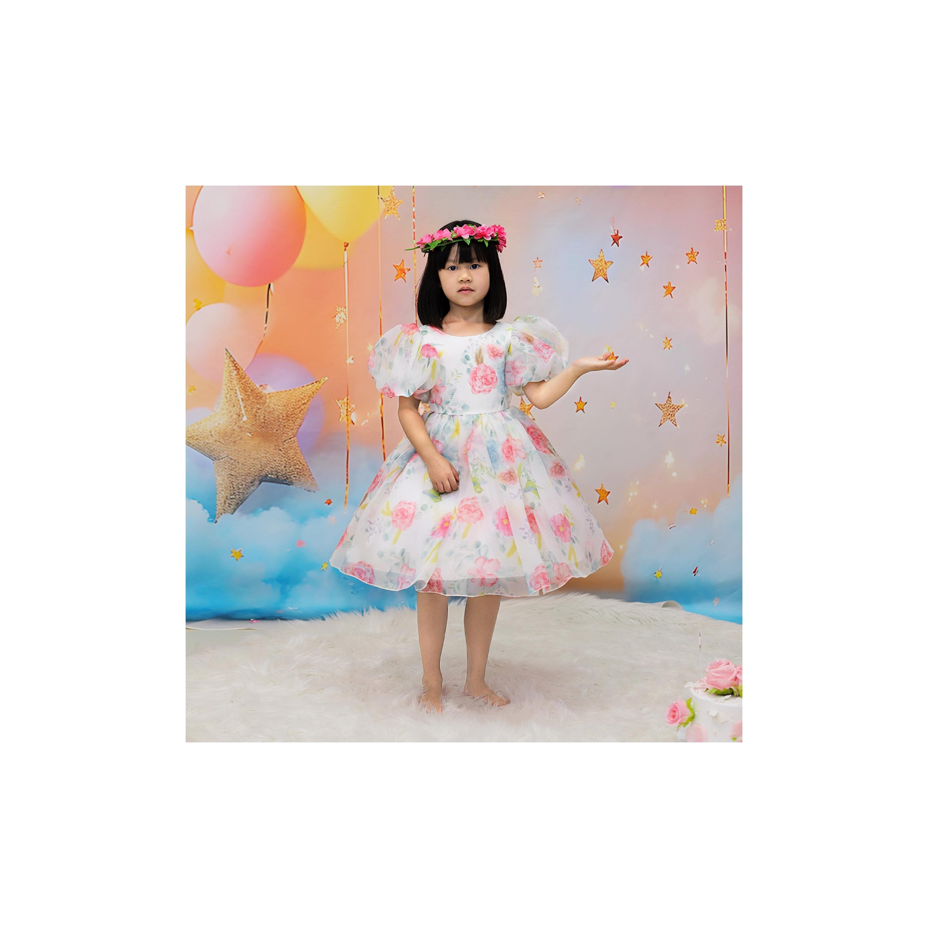 Babyqlo Charming Floral Printed Cap Sleeves Dress-girls-clothing-dressesandjumpsuits-image-6