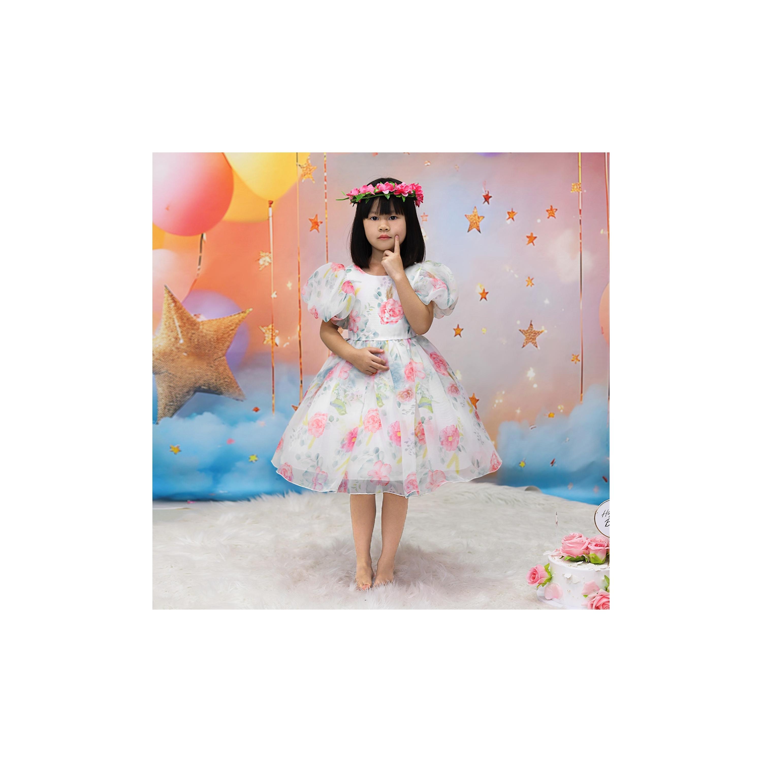 Babyqlo Charming Floral Printed Cap Sleeves Dress-girls-clothing-dressesandjumpsuits-image-7