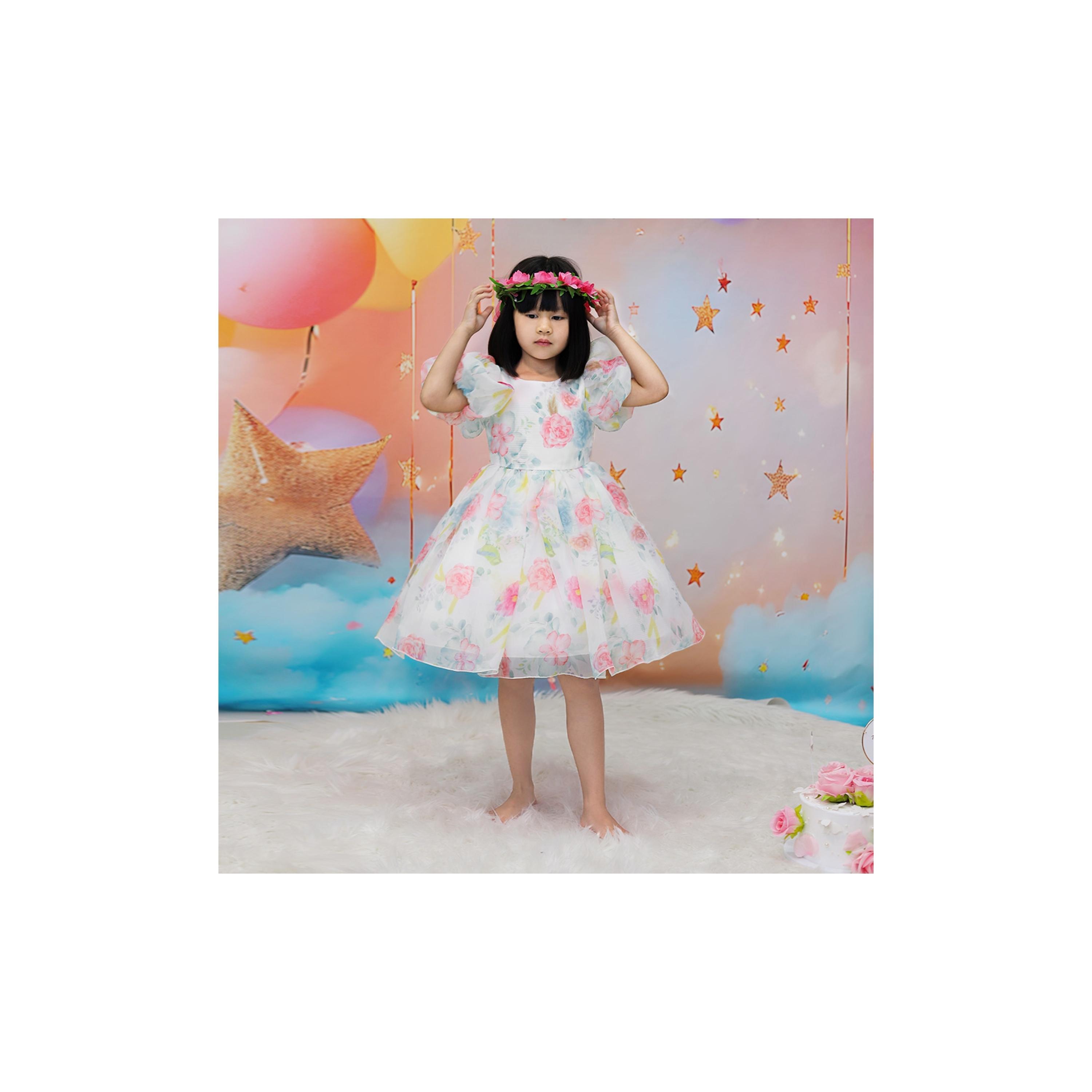 Babyqlo Charming Floral Printed Cap Sleeves Dress-girls-clothing-dressesandjumpsuits-image-8