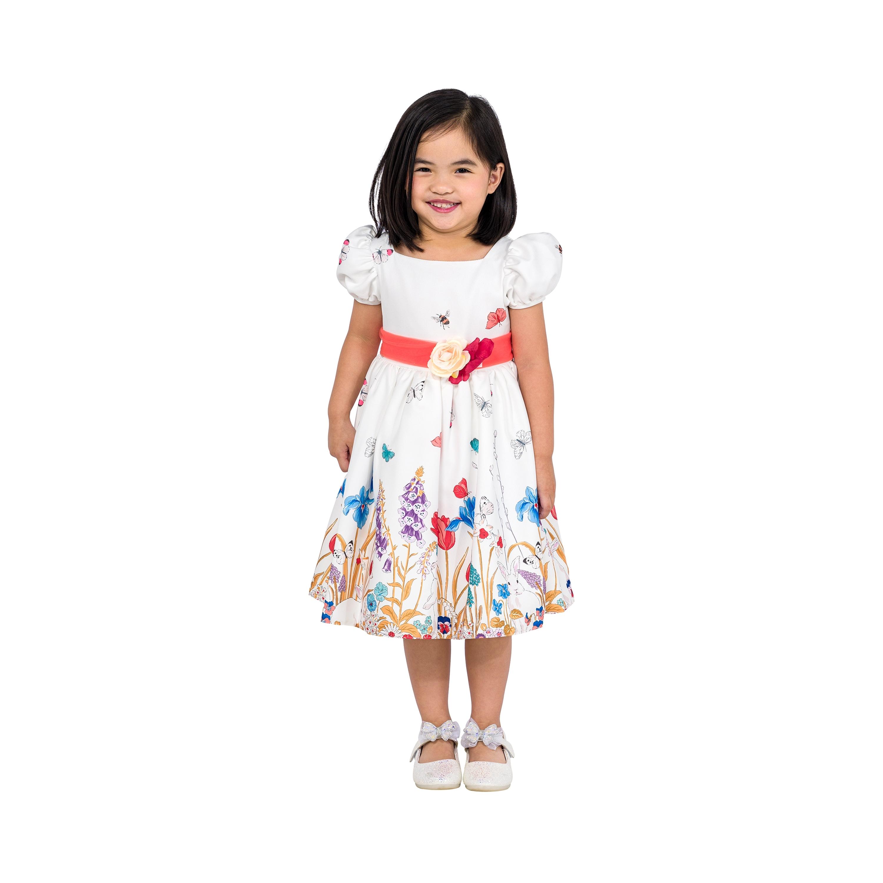 Babyqlo Floral Printed Short Sleeves Party Dress-girls-clothing-dressesandjumpsuits-image-1