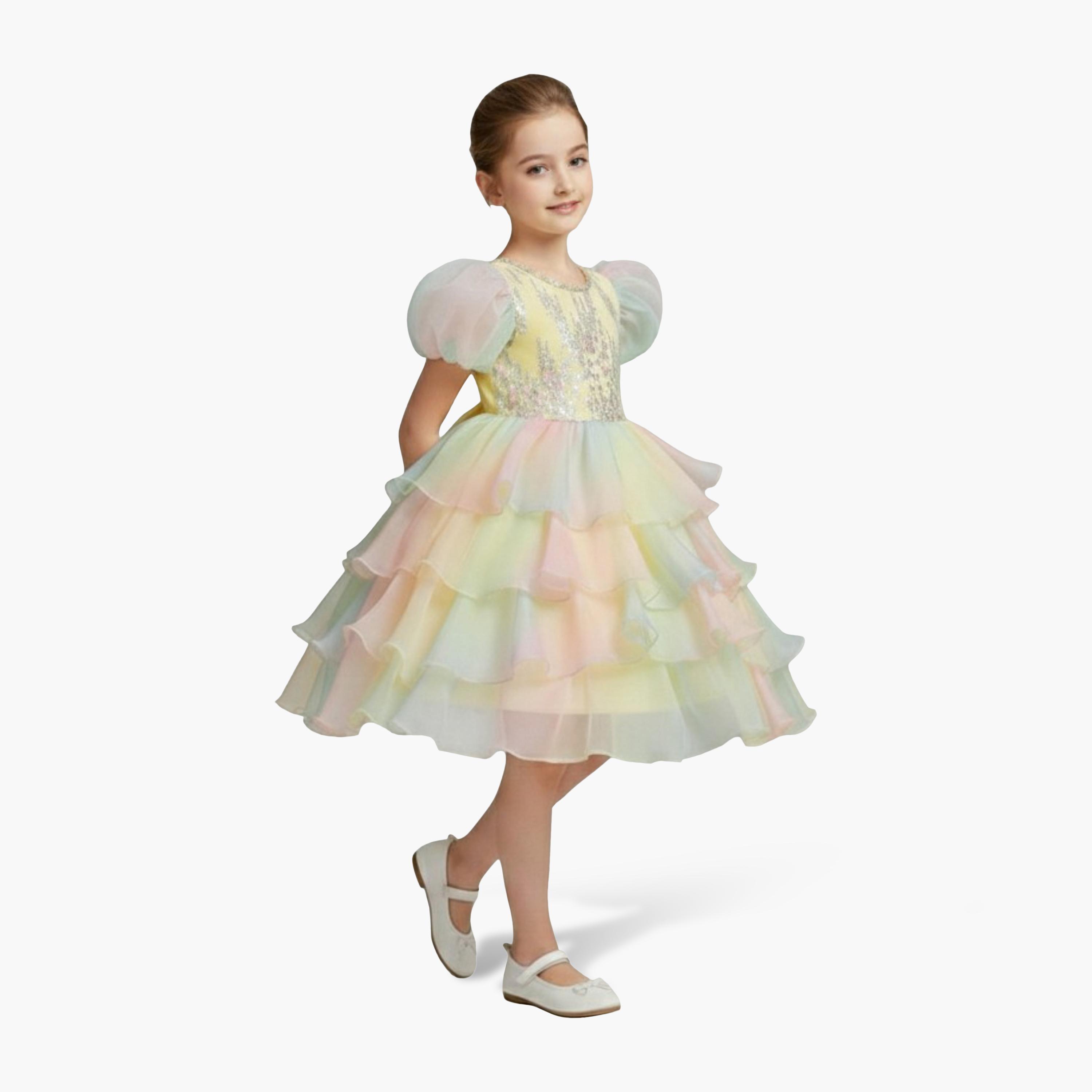 فستان حفلات بناتي من التول بطبقات ألوان قوس قزح من بيبي كلو-girls-clothing-dressesandjumpsuits-image-3