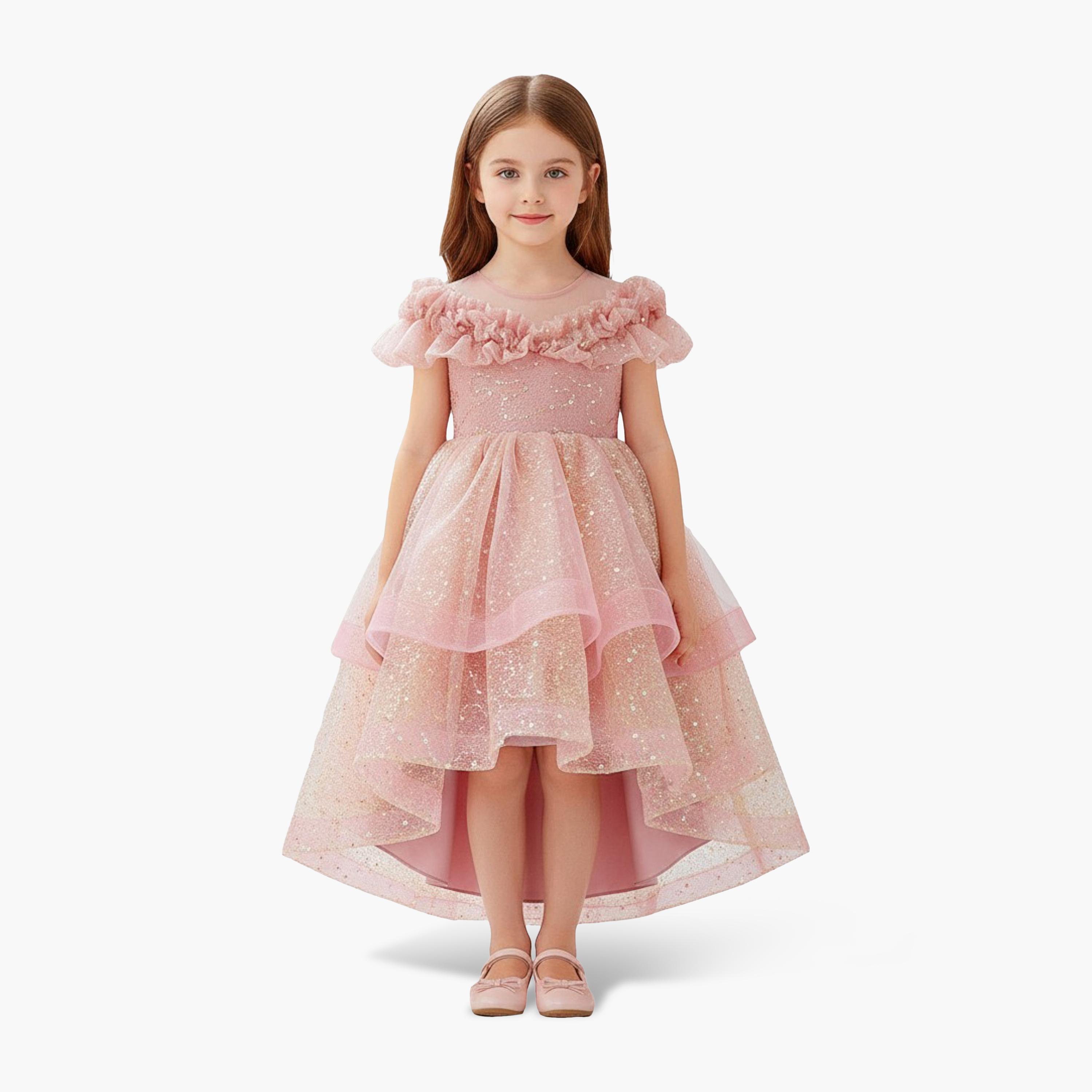 فستان حفلات بناتي من التول اللامع بكتف مكشوف من بيبي كلو-girls-clothing-dressesandjumpsuits-image-1