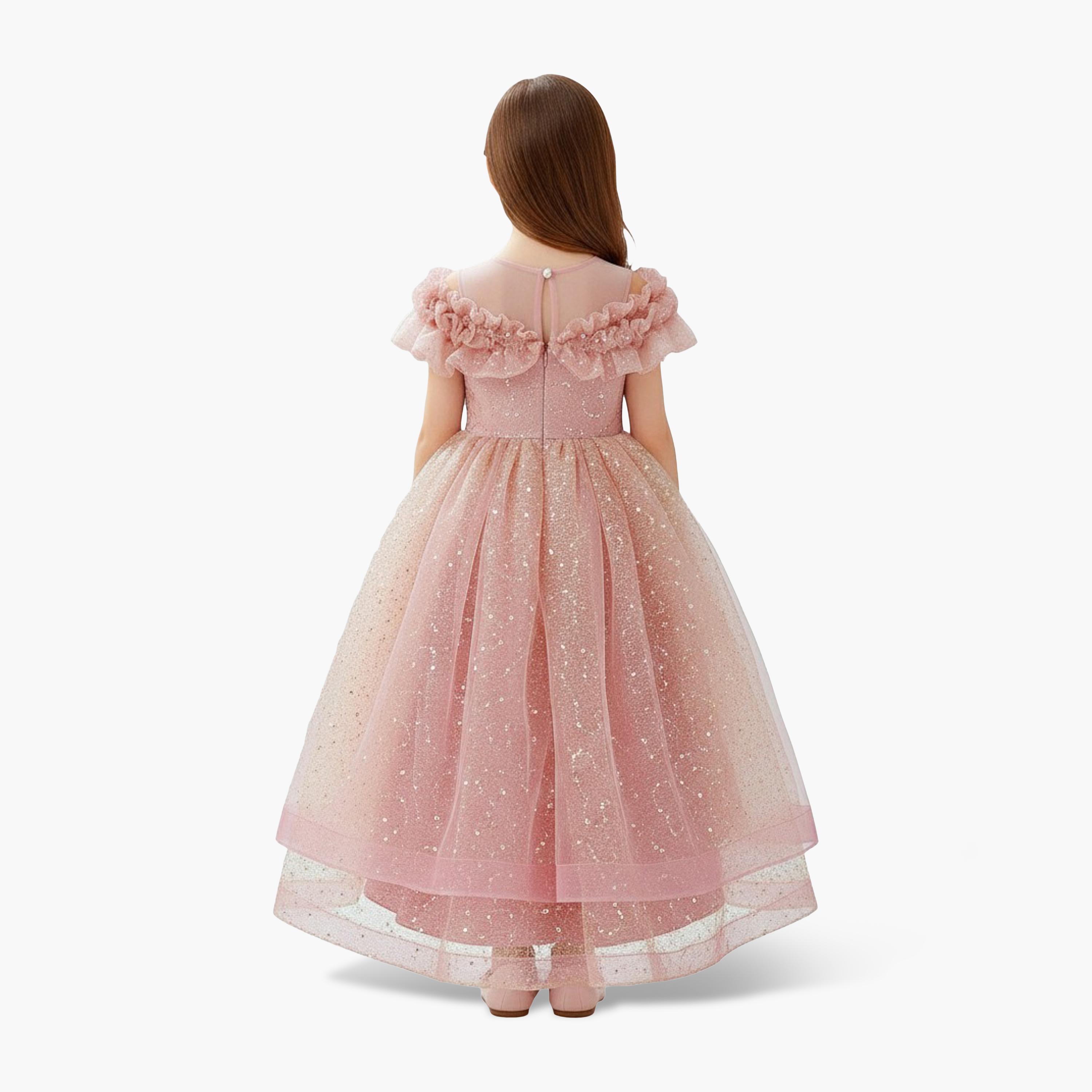 فستان حفلات بناتي من التول اللامع بكتف مكشوف من بيبي كلو-girls-clothing-dressesandjumpsuits-image-3