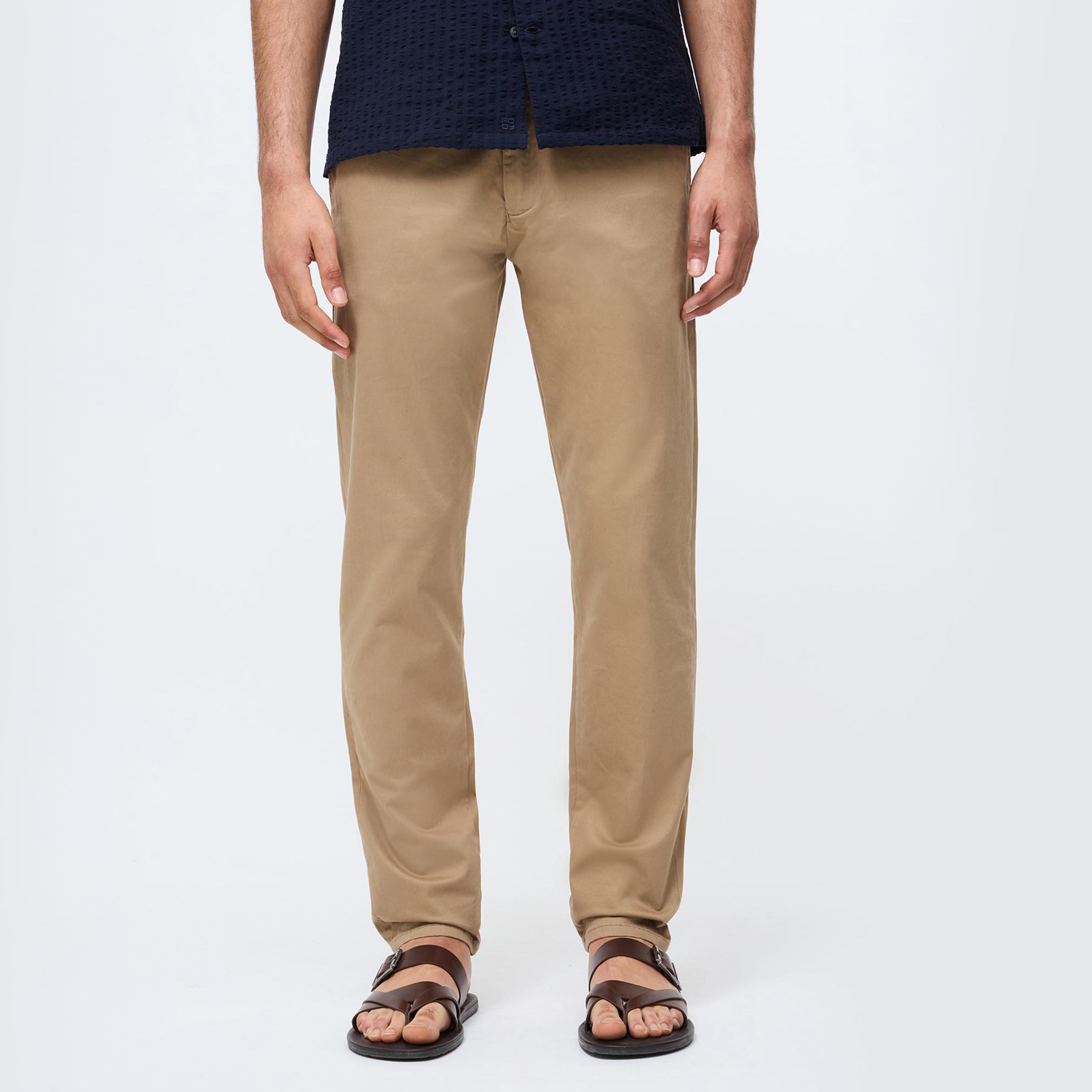 بنطلون تشينو رجالي قصة عادية وخصر متوسط وسحاب من فرينش كونكشن-men-clothing-bottoms-trousersandchinos-chinos-image-1