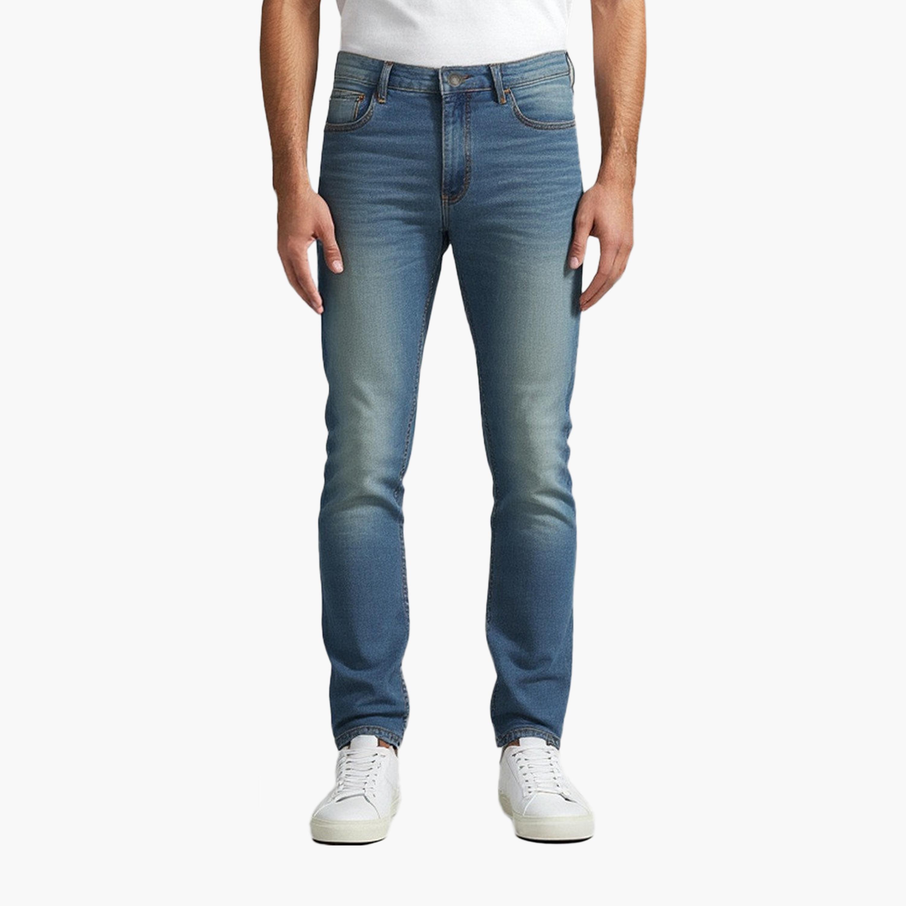 French Connection Regular Fit Washed Mid-Rise Men's Jeans-men-clothing-bottoms-jeans-image-1