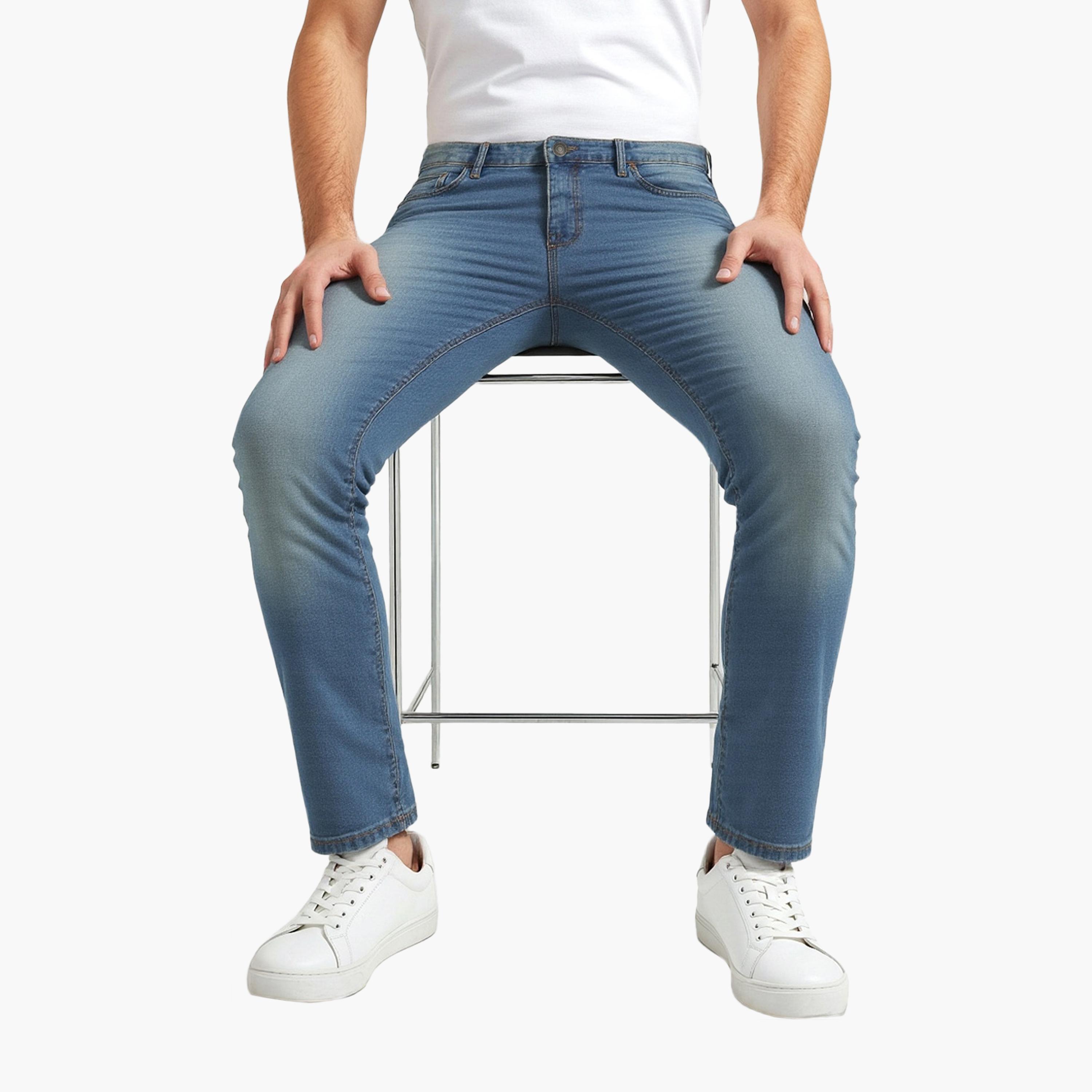 French Connection Regular Fit Washed Mid-Rise Men's Jeans-men-clothing-bottoms-jeans-image-2