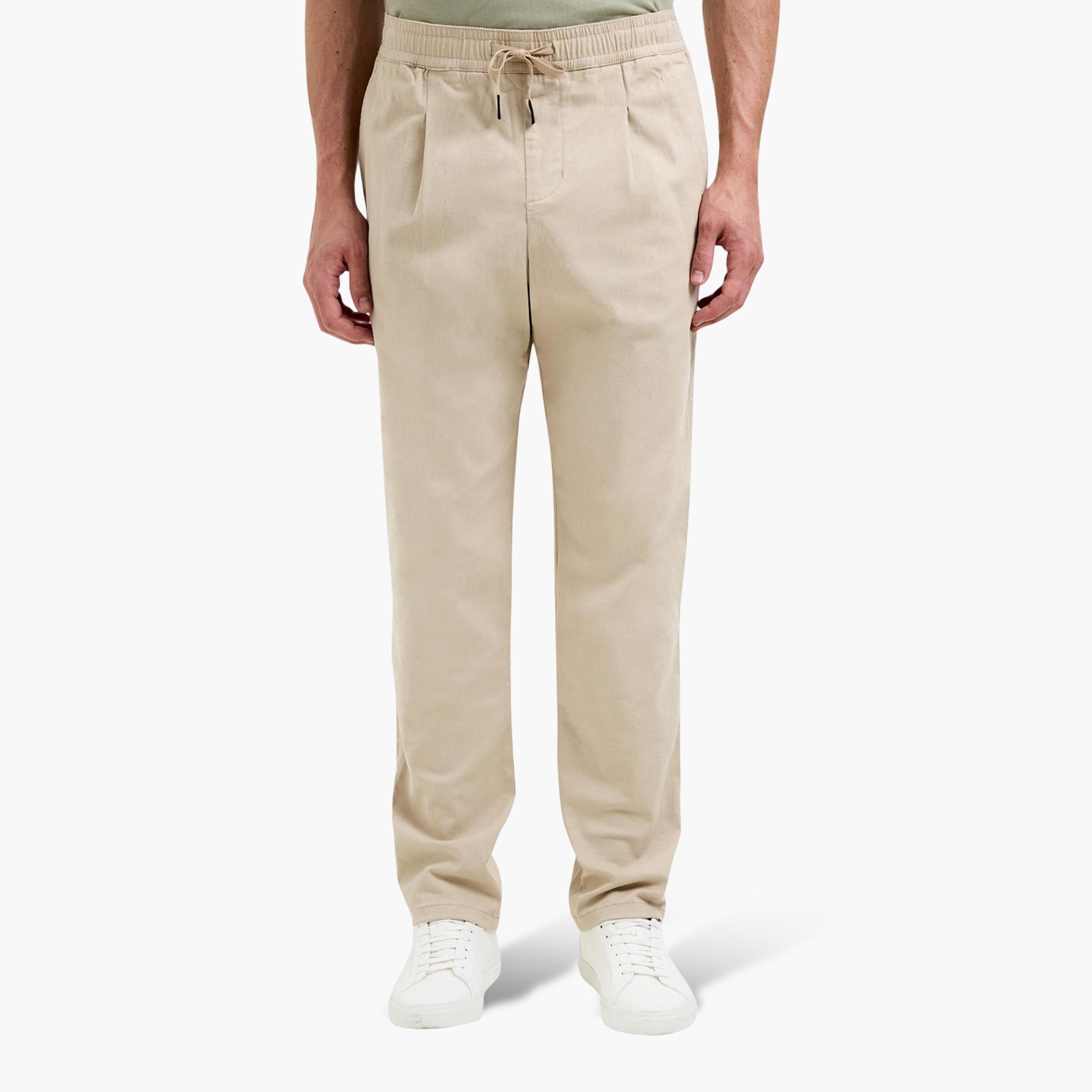 French Connection Straight Fit Mid-Rise Drawstring Waist Men's Trousers-men-clothing-trousersandchinos-trousers-image-1