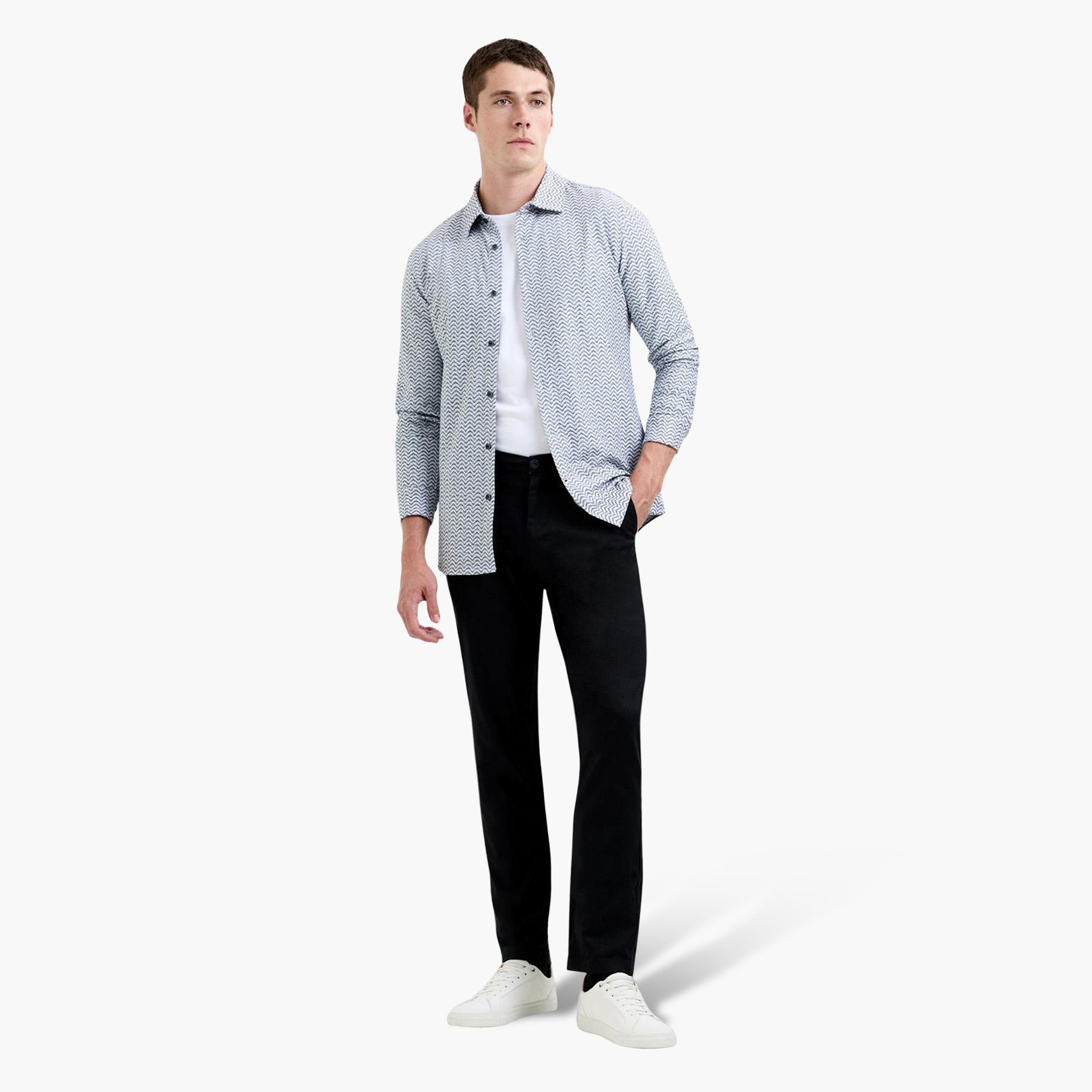 French Connection Tapered Fit Mid-Rise Zip Fly Men's Trousers-men-clothing-trousersandchinos-trousers-image-2