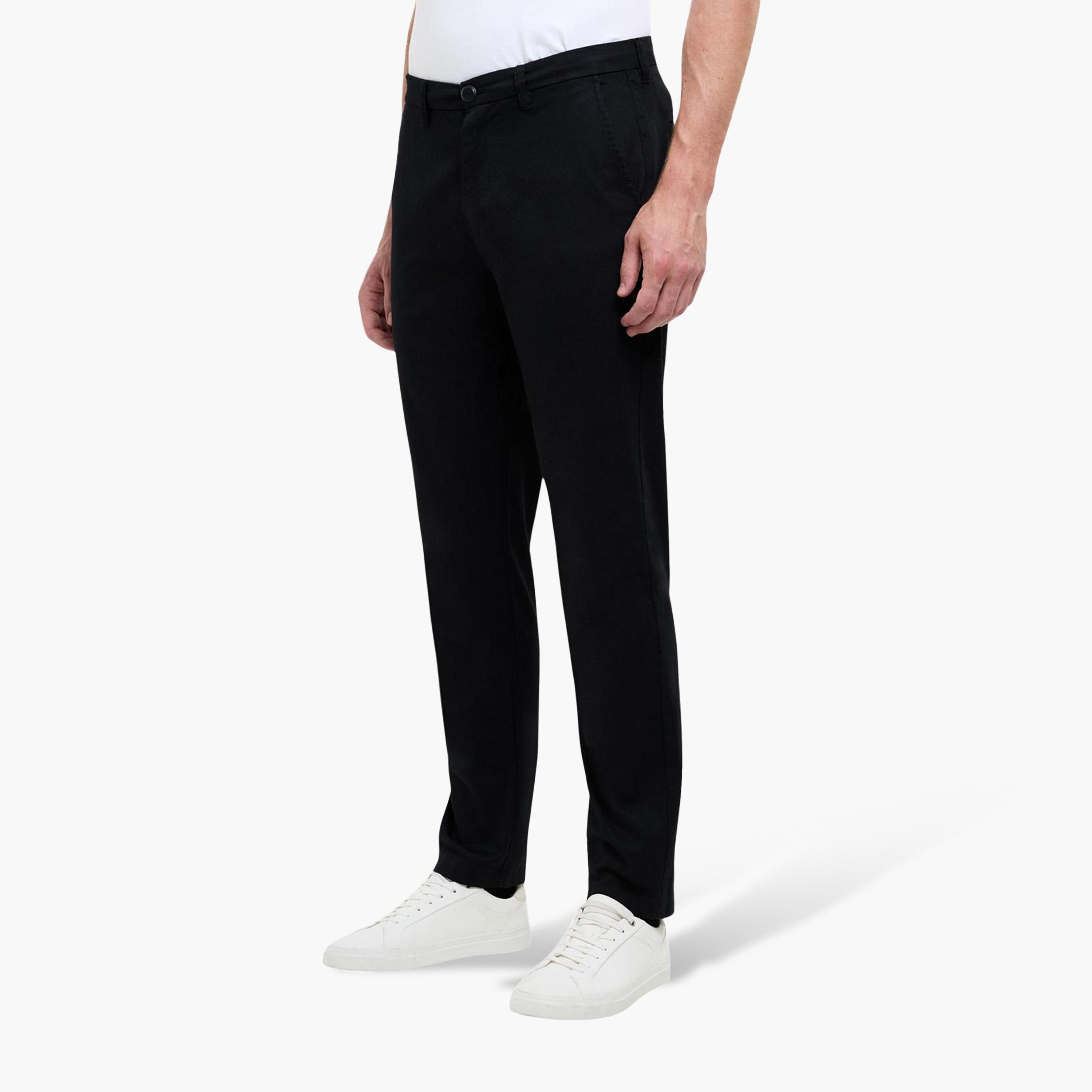 French Connection Tapered Fit Mid-Rise Zip Fly Men's Trousers-men-clothing-trousersandchinos-trousers-image-4