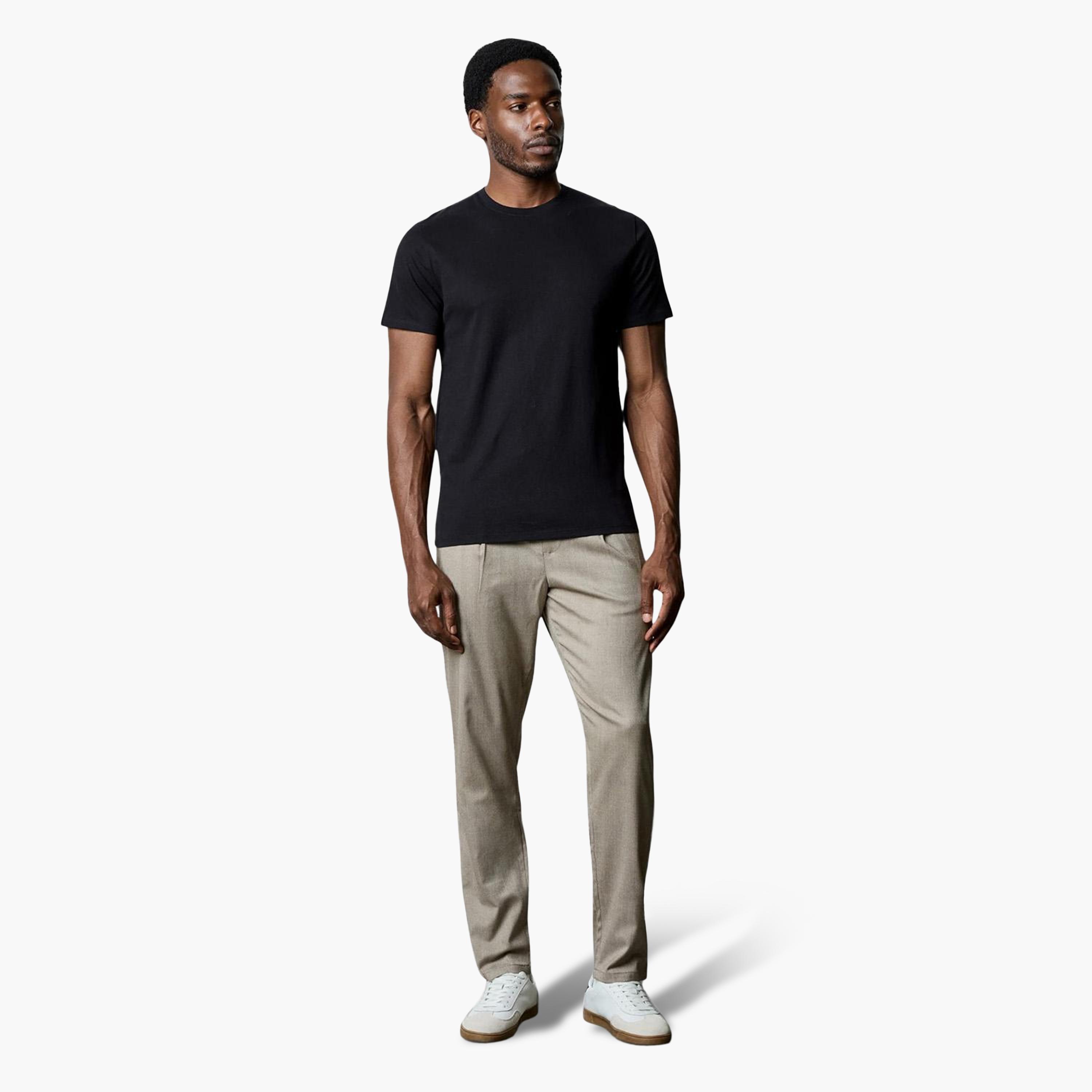 French Connection Straight Fit Mid-Rise Elasticated Waist Men's Trousers-men-clothing-trousersandchinos-trousers-image-2