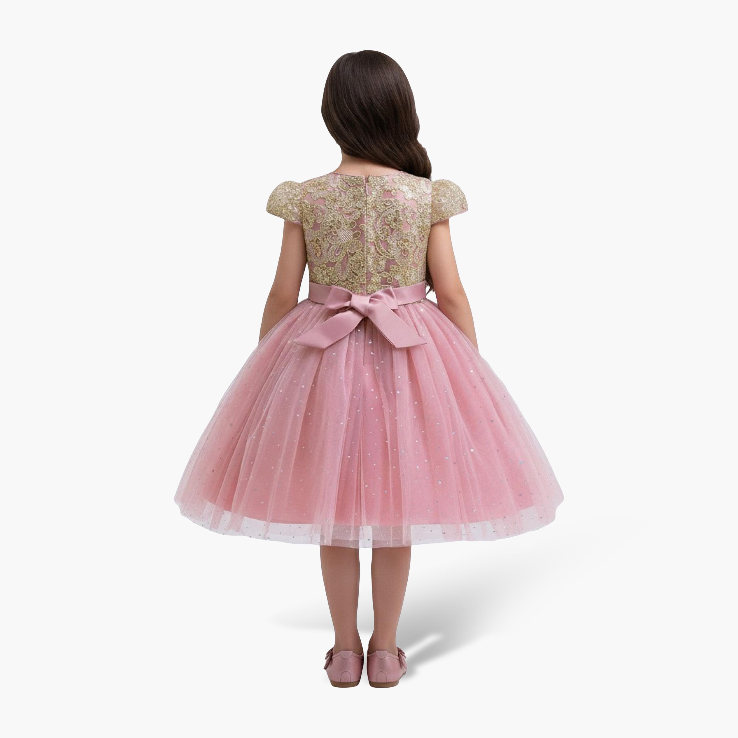 فستان حفلات بناتي من التول اللامع مع فيونكة من بيبي كلو-girls-clothing-dressesandjumpsuits-image-3