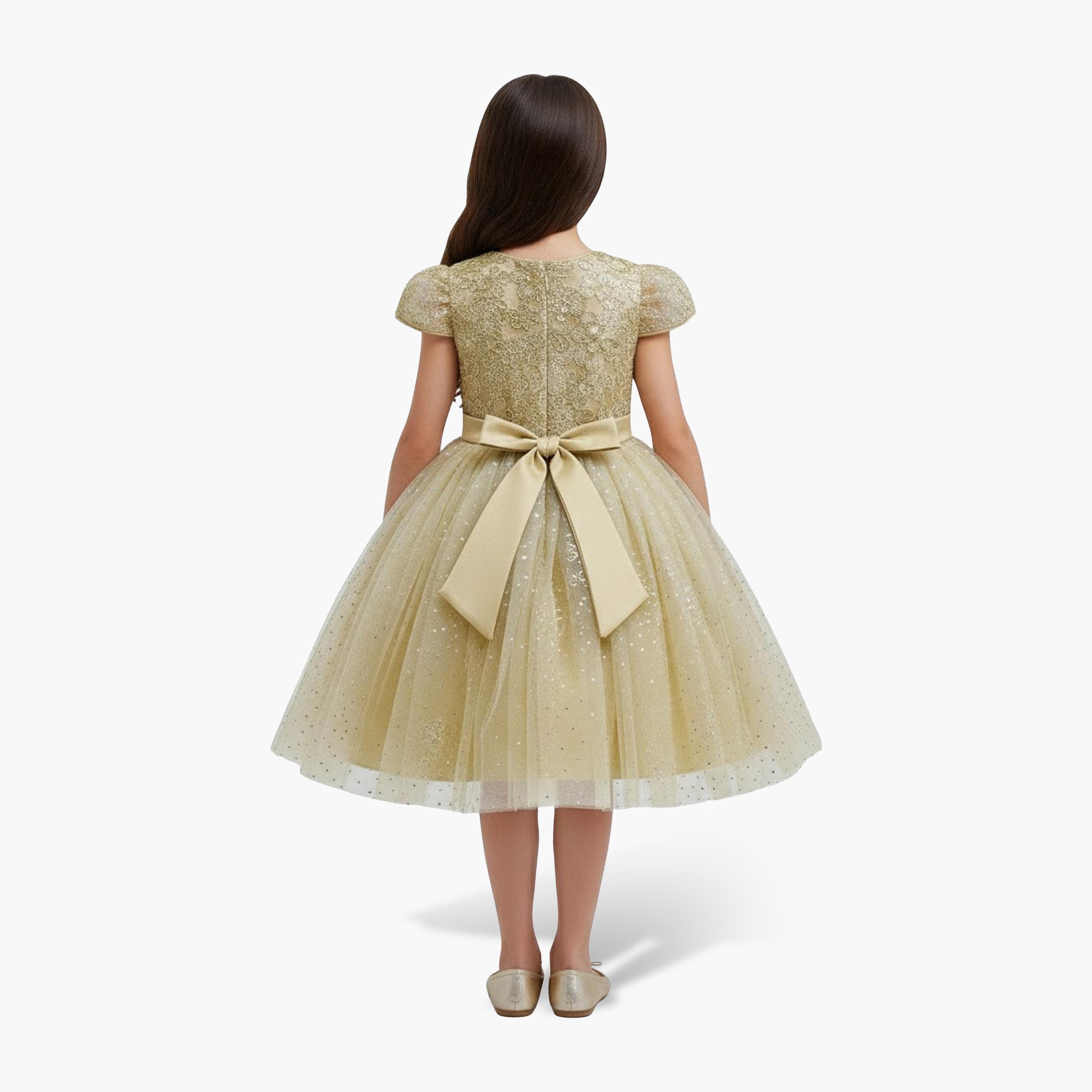 فستان حفلات بناتي من التول اللامع مع فيونكة من بيبي كلو-girls-clothing-dressesandjumpsuits-image-3