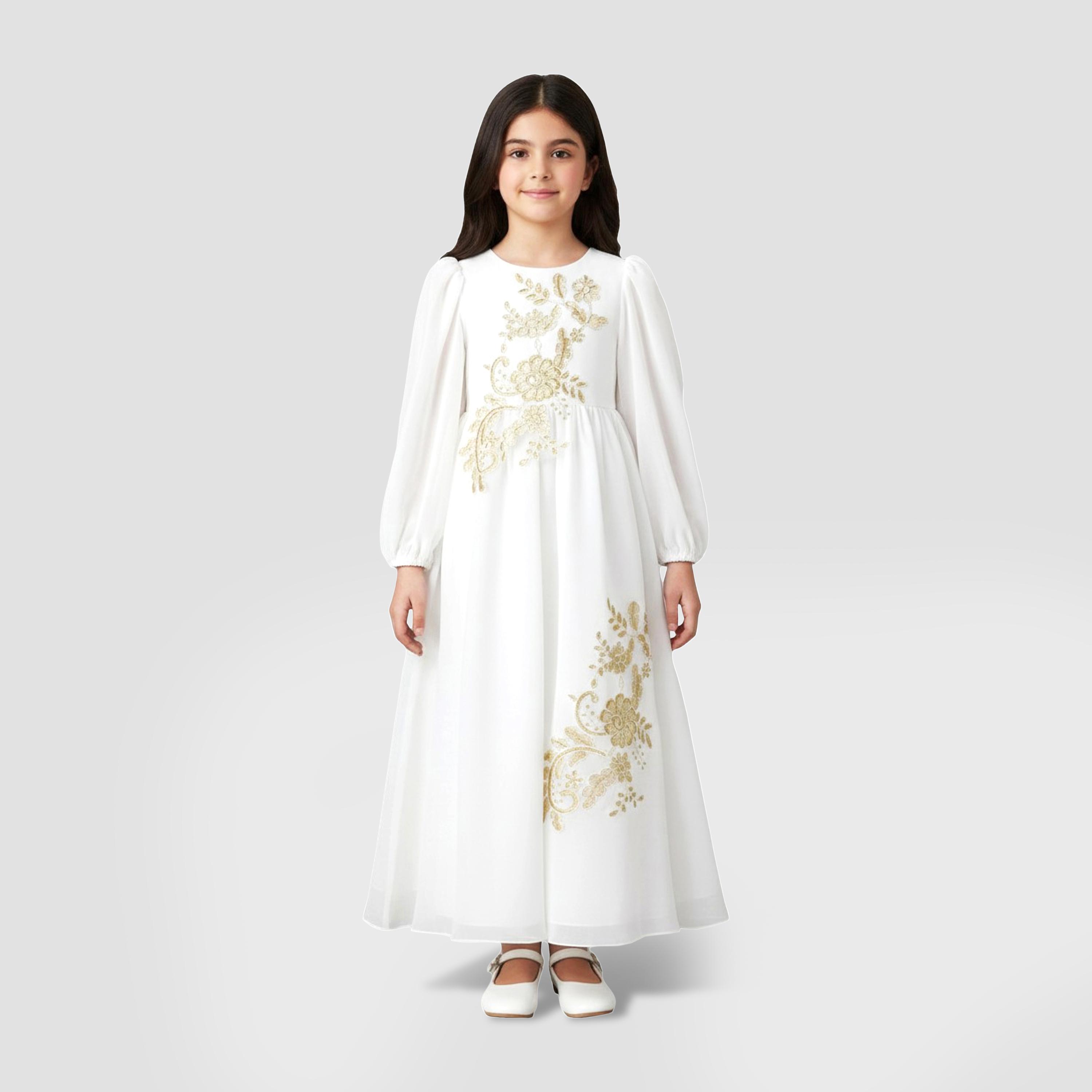 فستان ماكسي عربي بتطريز زهور للأطفال من بيبي كلو-girls-clothing-dressesandjumpsuits-image-1