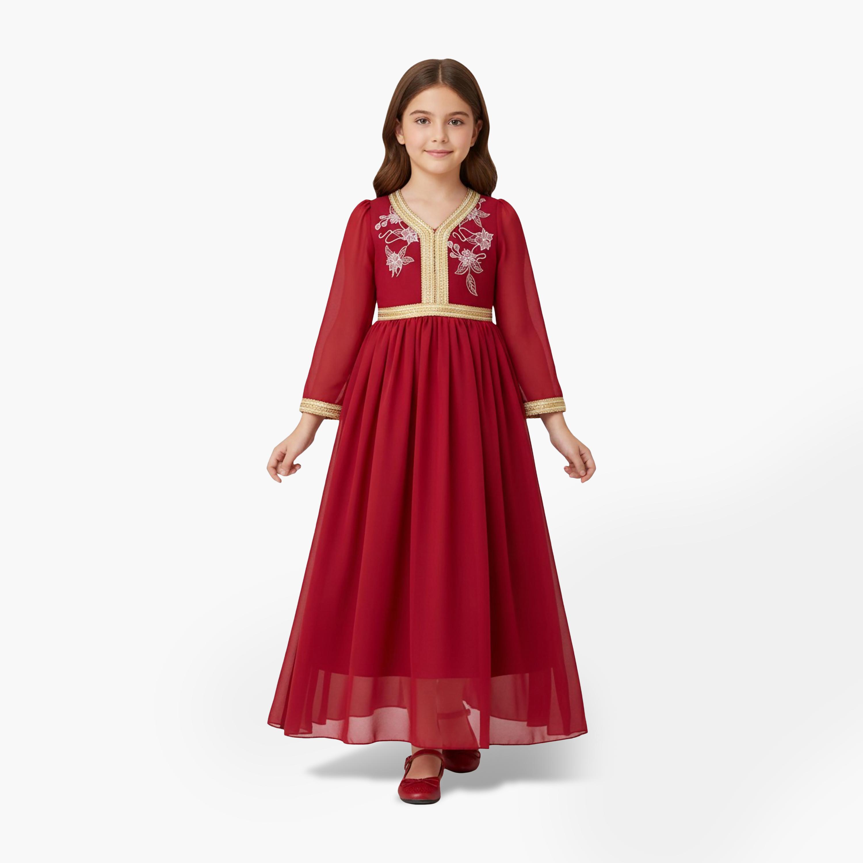 Babyqlo Arabic Embroidered Maxi Dress-girls-clothing-dressesandjumpsuits-image-1