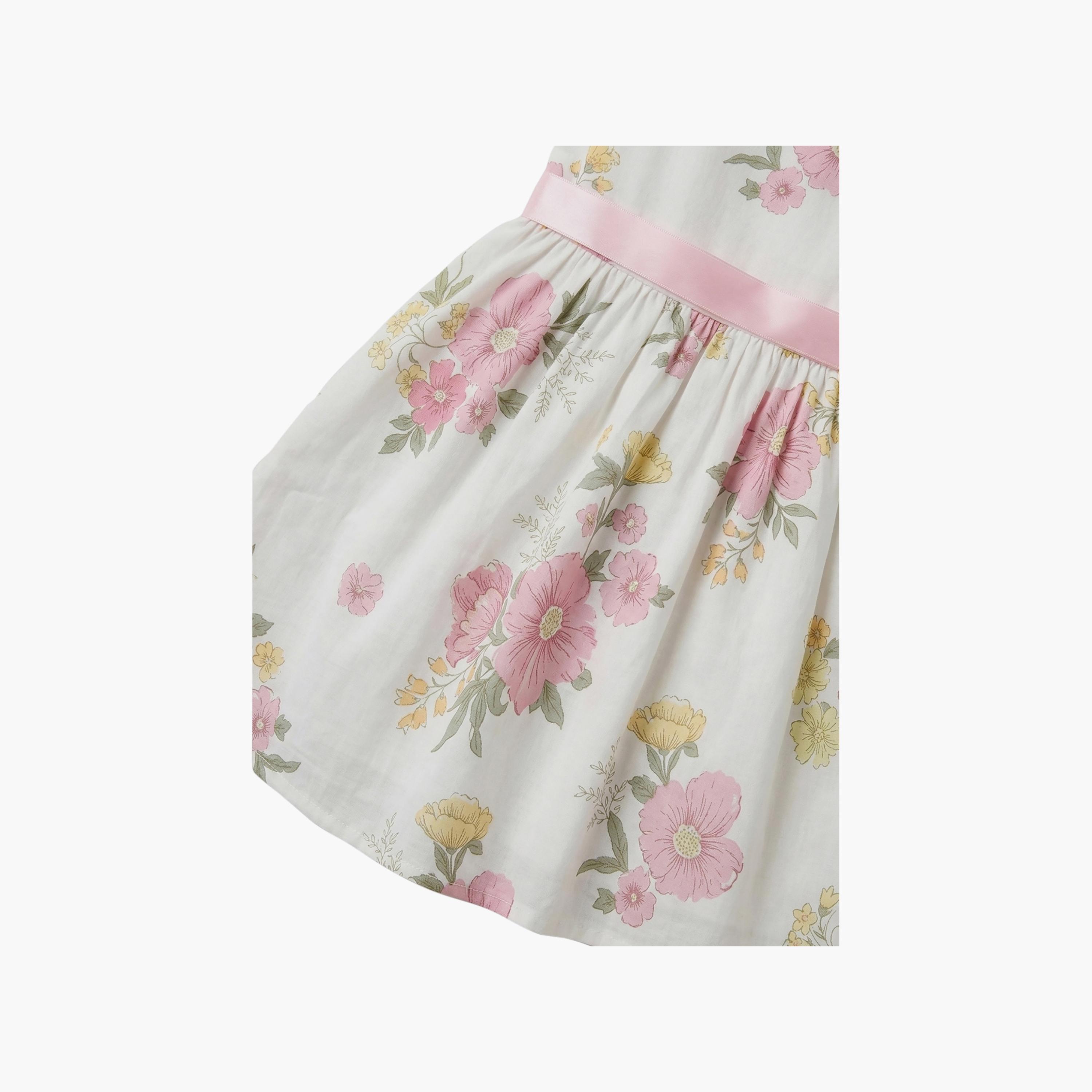 فستان قطني بدون أكمام بطبعة زهور مع حزام من بيبيكلو-girls-clothing-dressesandjumpsuits-image-5