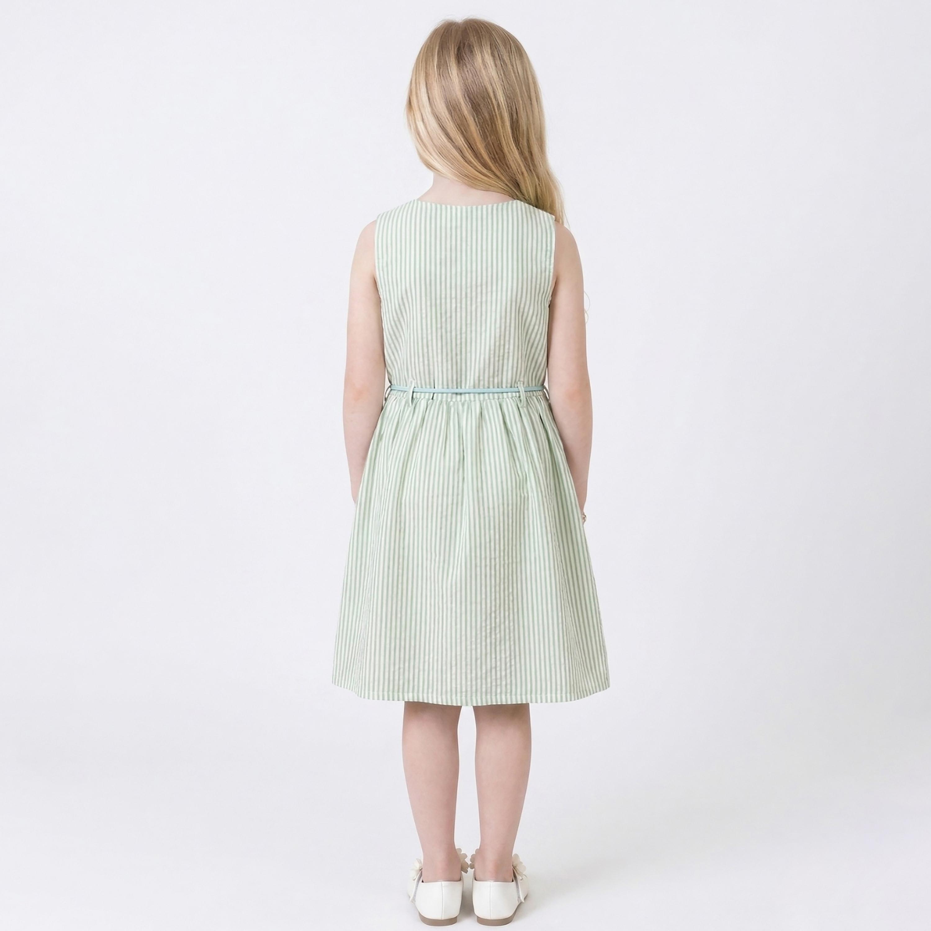 فستان قطني مخطط بدون أكمام مع حزام من بيبيكلو-girls-clothing-dressesandjumpsuits-image-2