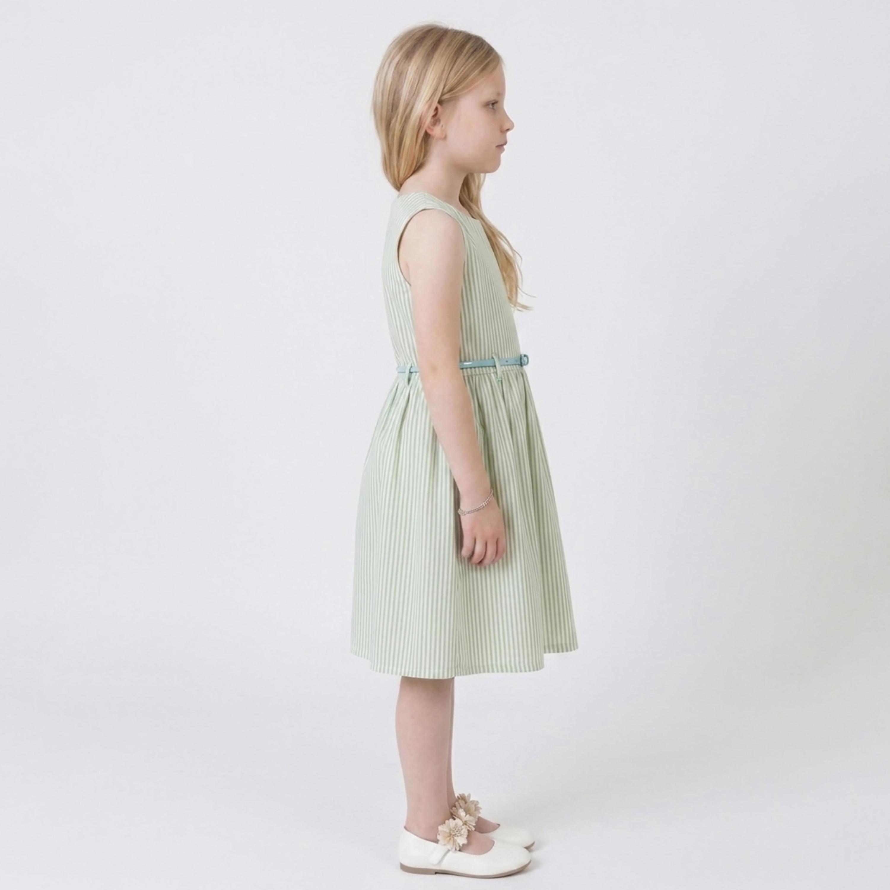 فستان قطني مخطط بدون أكمام مع حزام من بيبيكلو-girls-clothing-dressesandjumpsuits-image-4
