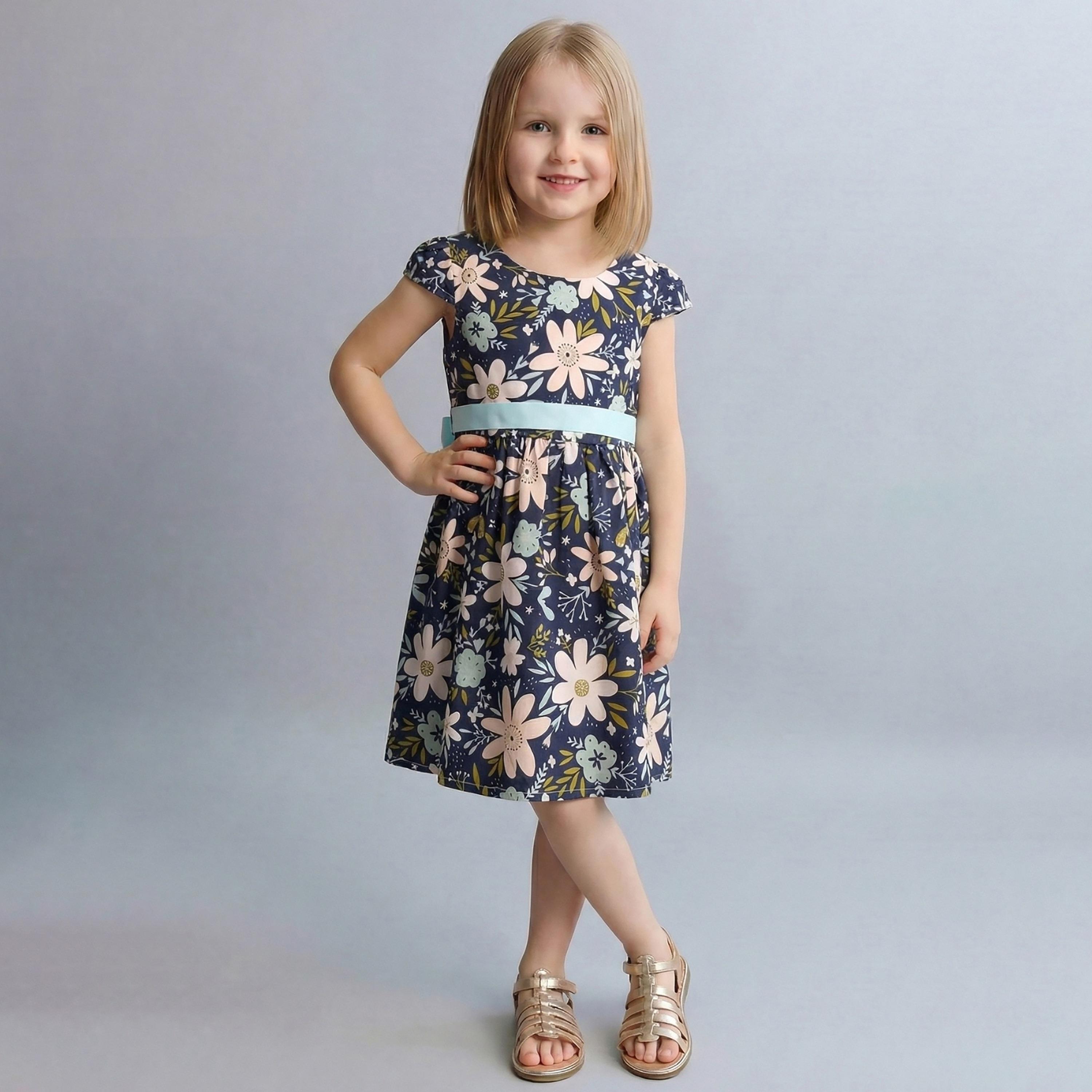 فستان قطني بدون أكمام بطبعة زهور مع حزام من بيبيكلو-girls-clothing-dressesandjumpsuits-image-1