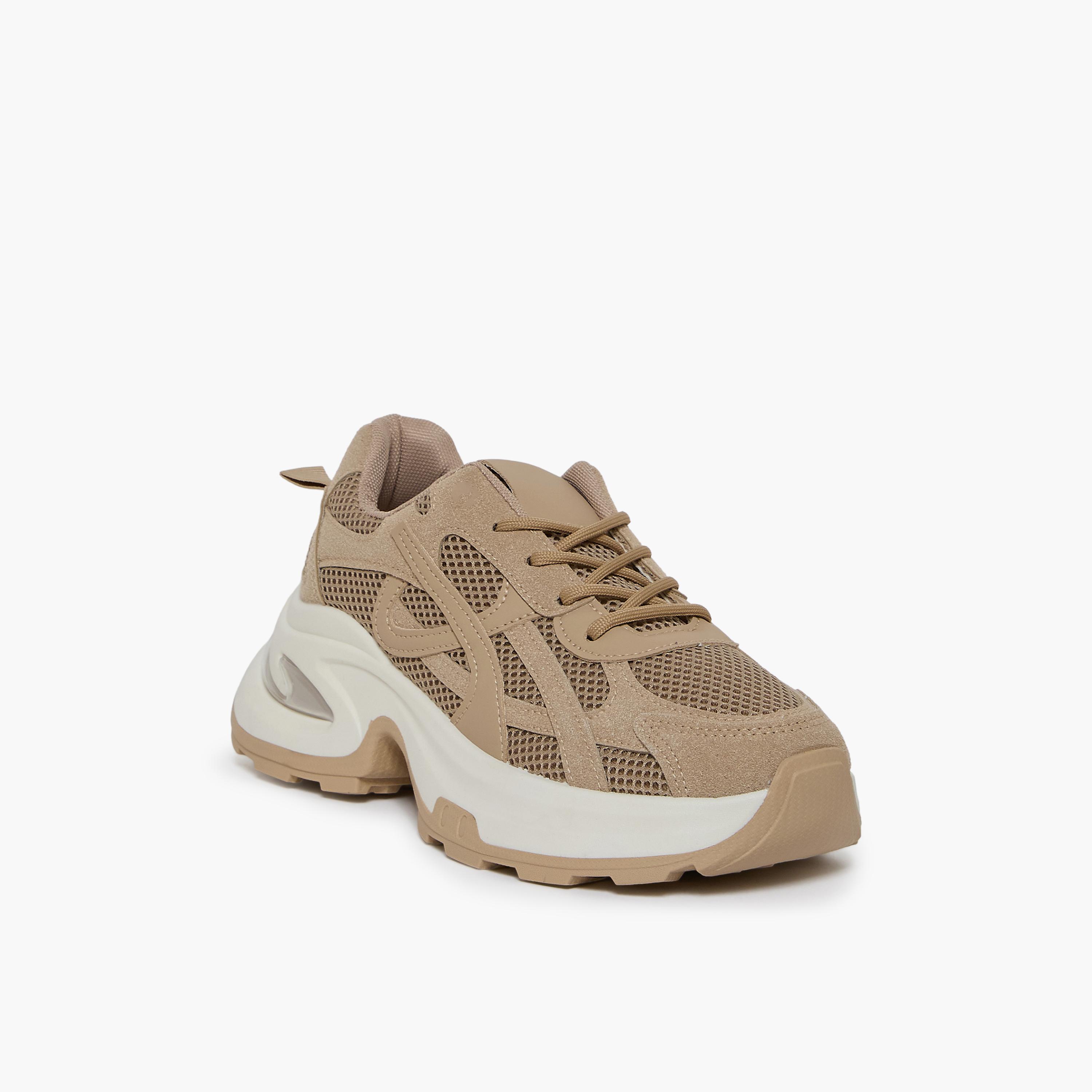 جيومني - حذاء رياضي كمال برباط نعل سميك كاحل منخفض للنساء | 553TF311-19-BROWN-women-shoes-sneakers-image-1