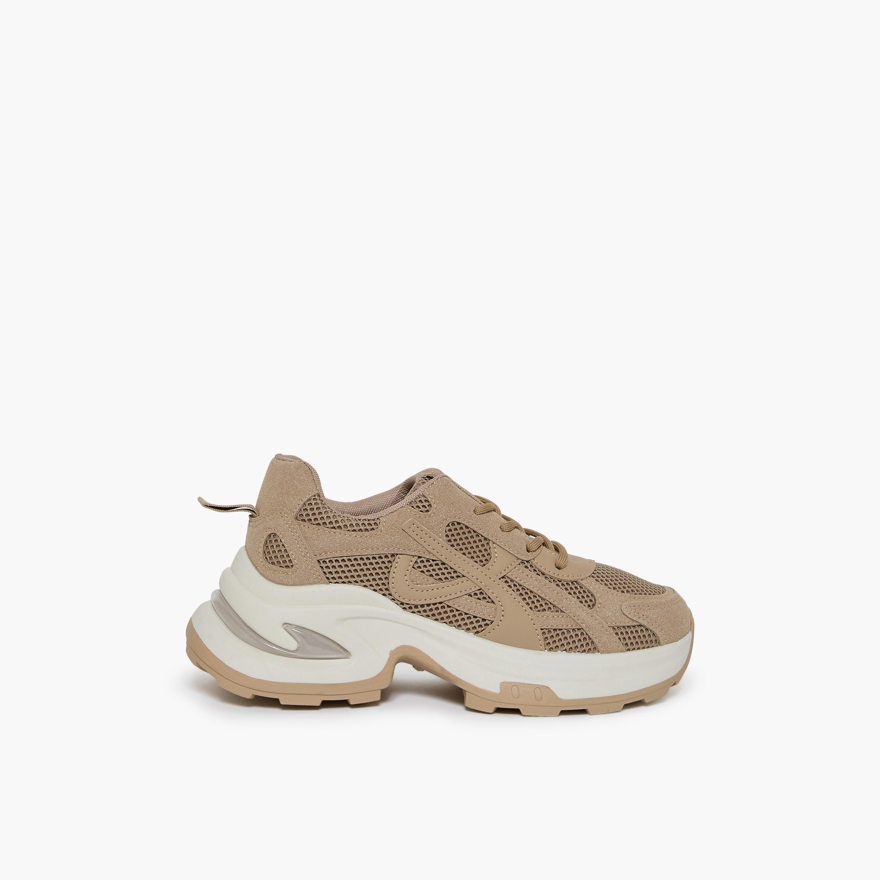 جيومني - حذاء رياضي كمال برباط نعل سميك كاحل منخفض للنساء | 553TF311-19-BROWN-women-shoes-sneakers-image-4