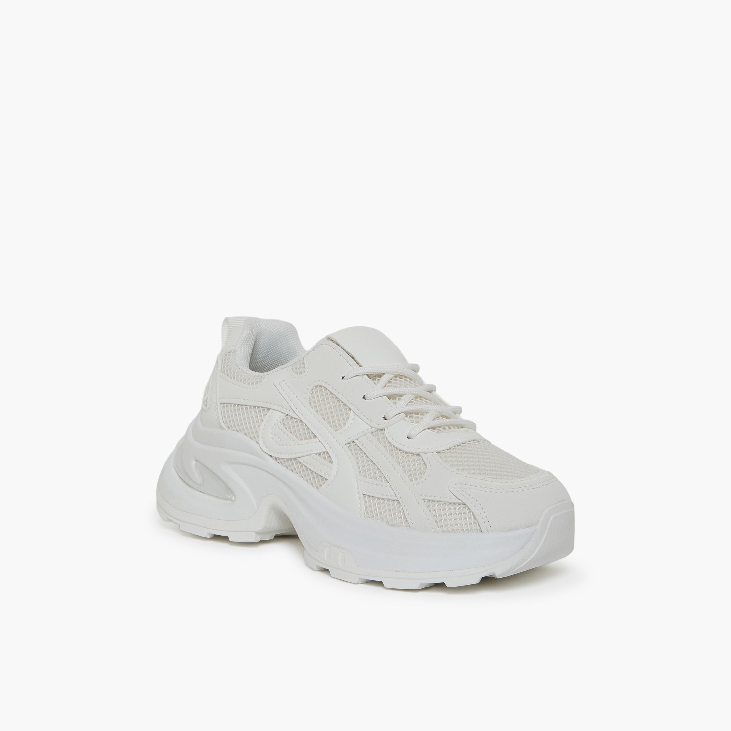 جيومني - حذاء رياضي ليفنت برباط نعل سميك كاحل منخفض للنساء | 553TF311-19-WHITE-women-shoes-sneakers-image-1
