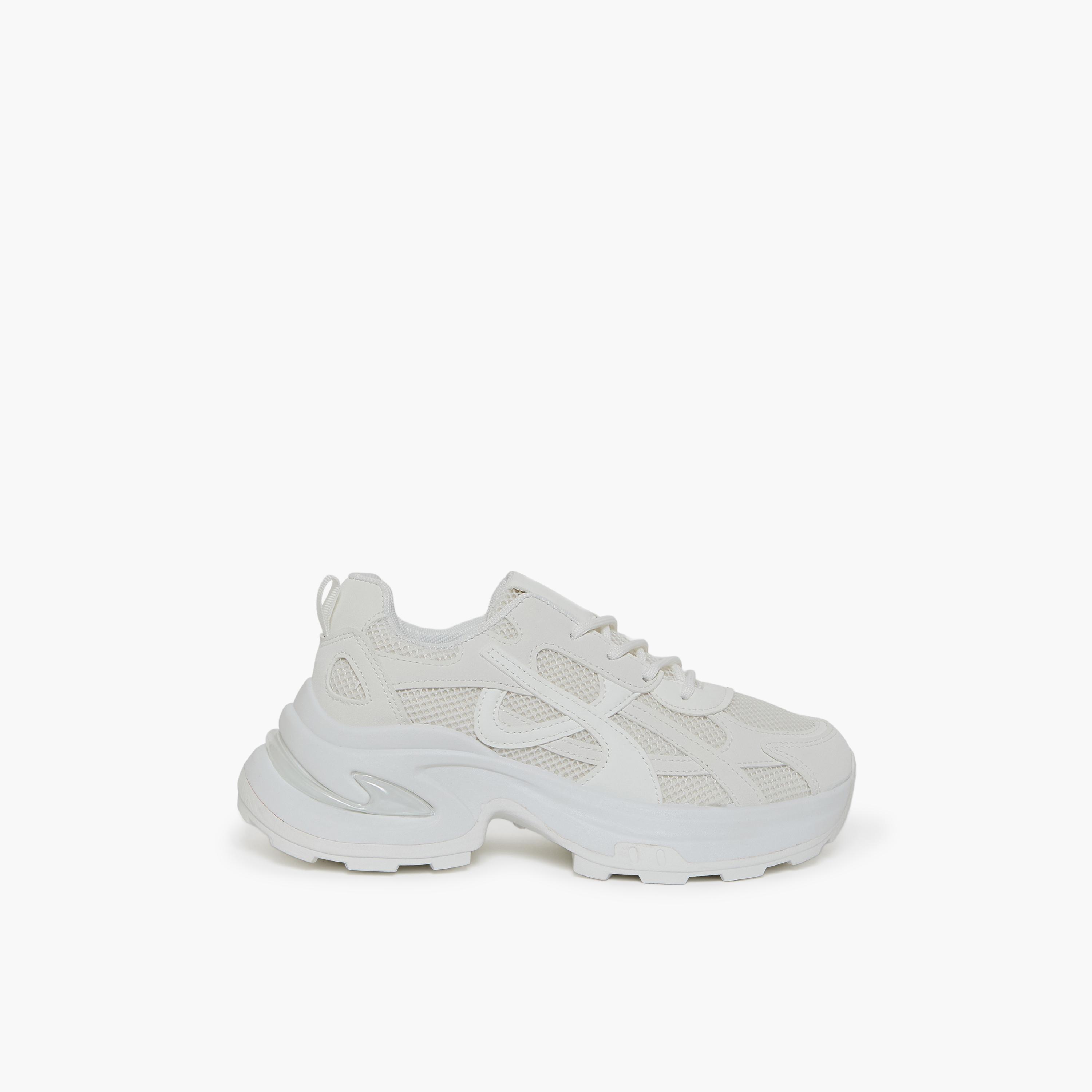 جيومني - حذاء رياضي ليفنت برباط نعل سميك كاحل منخفض للنساء | 553TF311-19-WHITE-women-shoes-sneakers-image-4