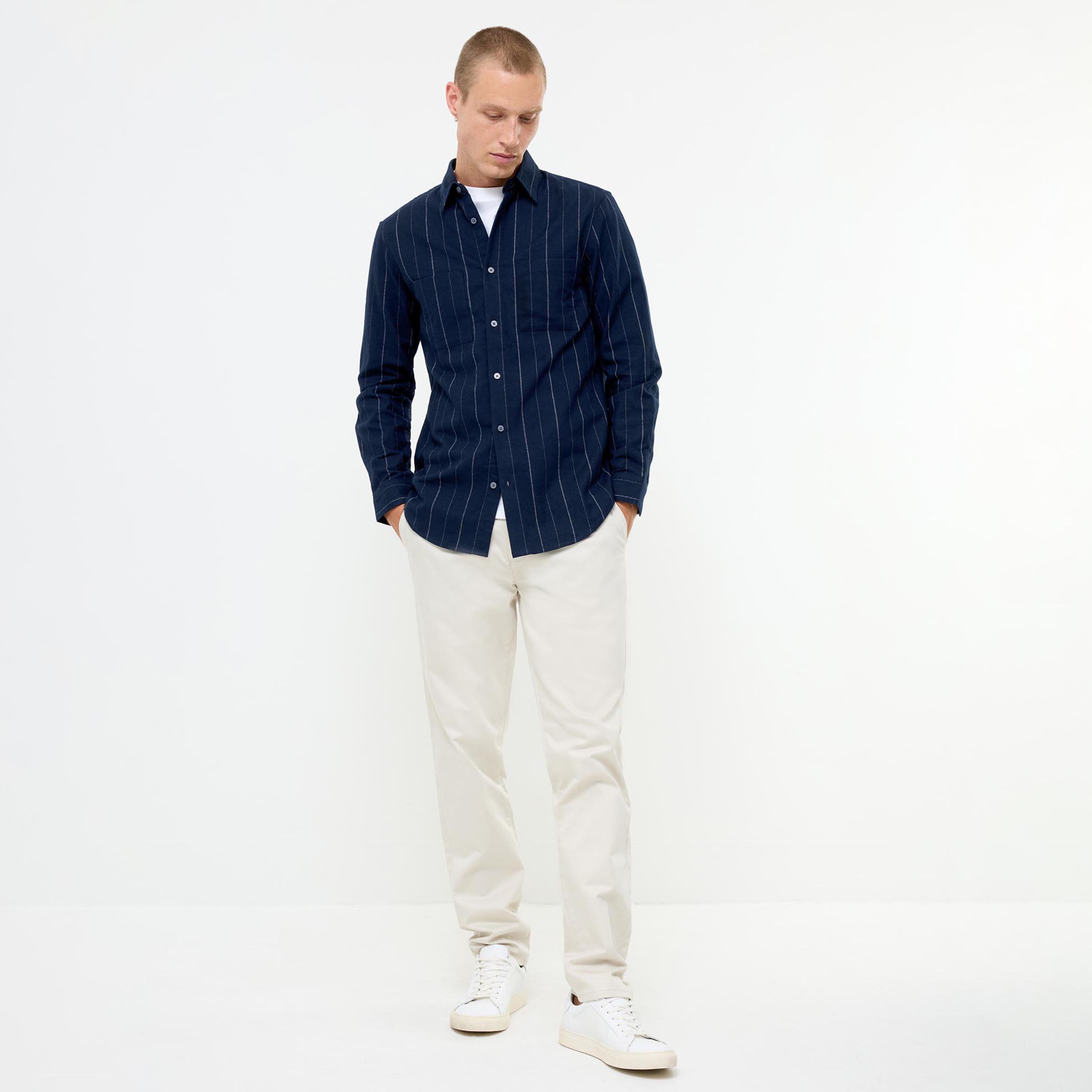 French Connection Plain Collared Long Sleeves Men's Shacket-men-clothing-shirts-image-2