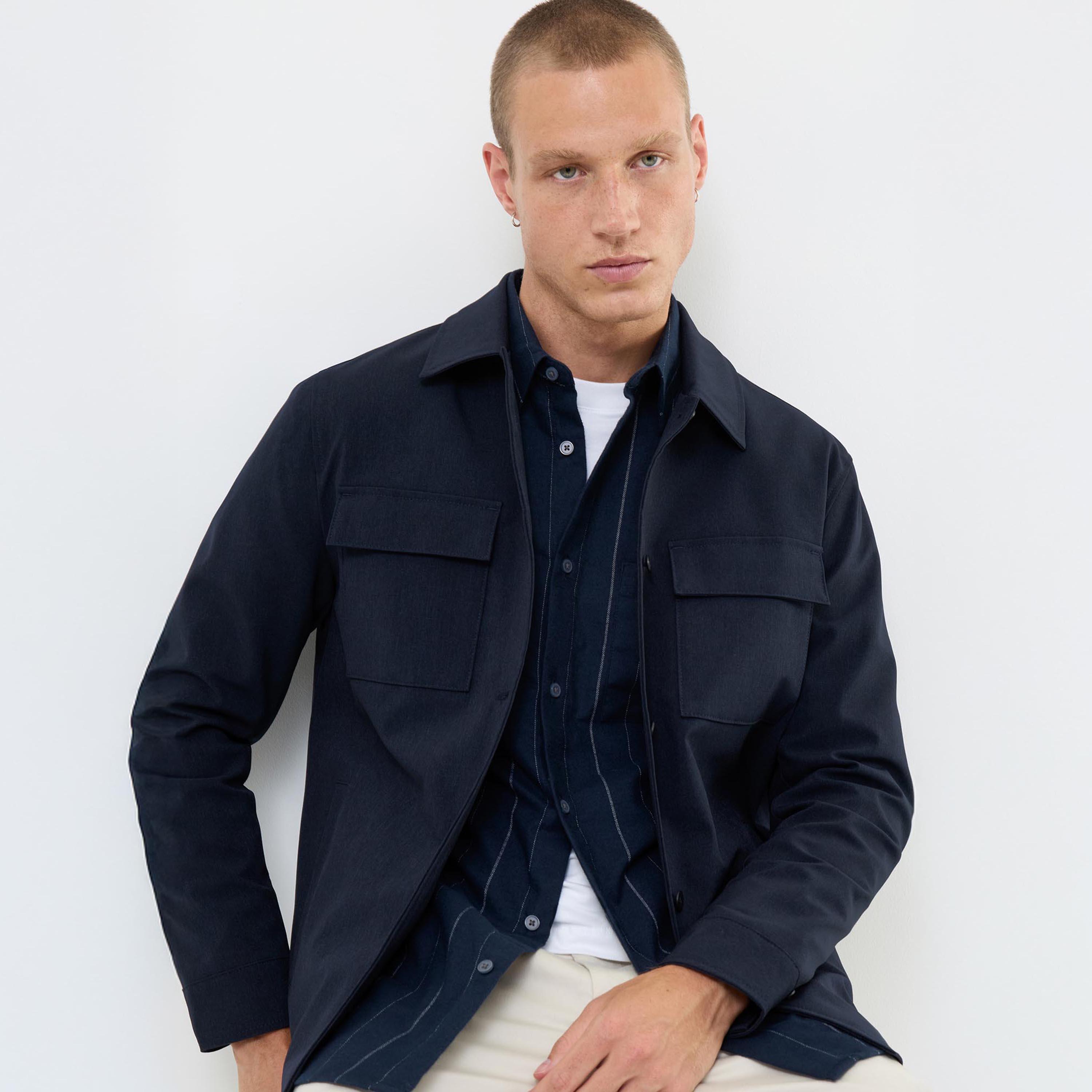 French Connection Plain Collared Long Sleeves Men's Shacket-men-clothing-shirts-image-3