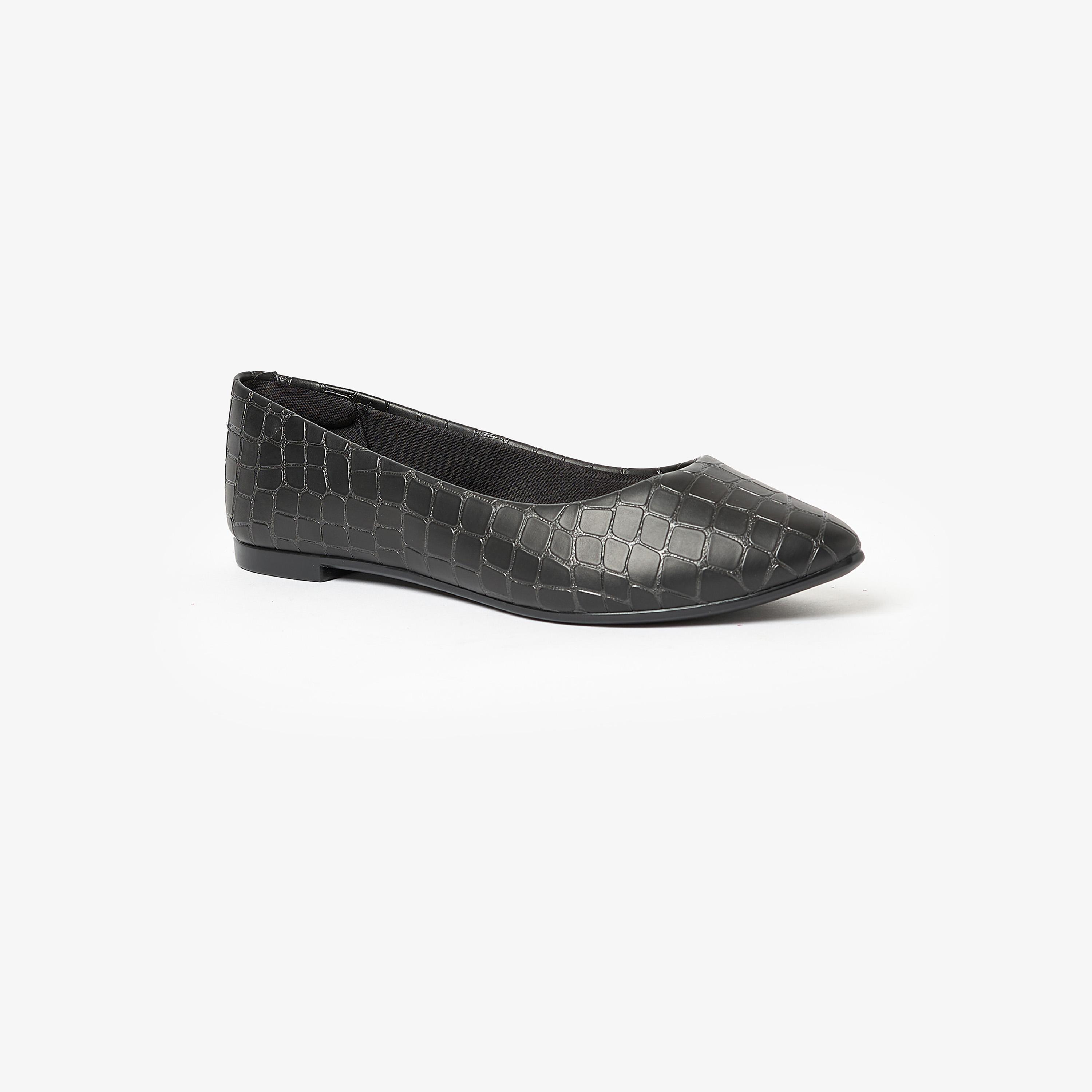 حذاء باليرينا نسائي من موليكا بمقدمة مدببة ومزخرف من جلد التمساح | 5635-800-25661-women-shoes-ballerinas-image-1