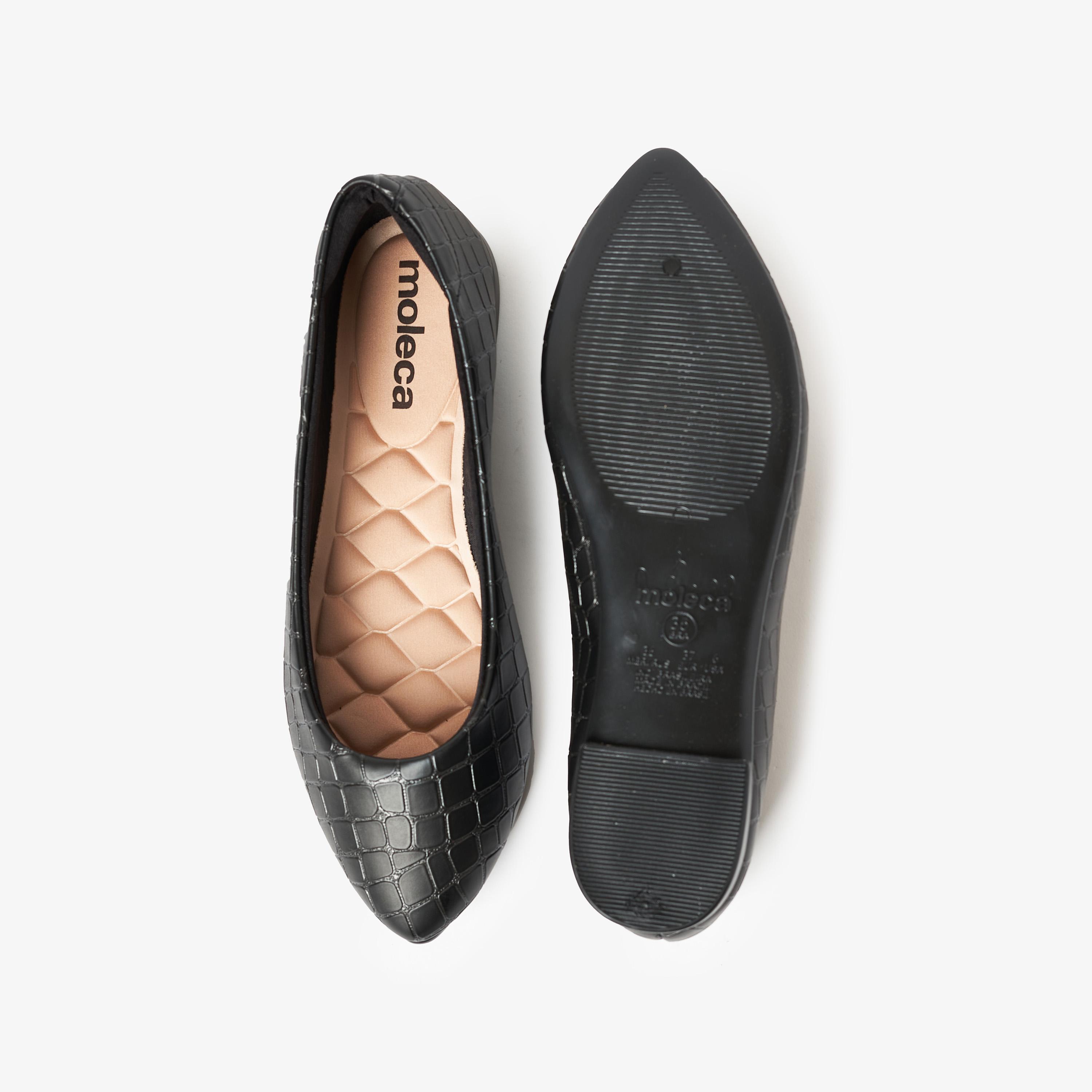حذاء باليرينا نسائي من موليكا بمقدمة مدببة ومزخرف من جلد التمساح | 5635-800-25661-women-shoes-ballerinas-image-4