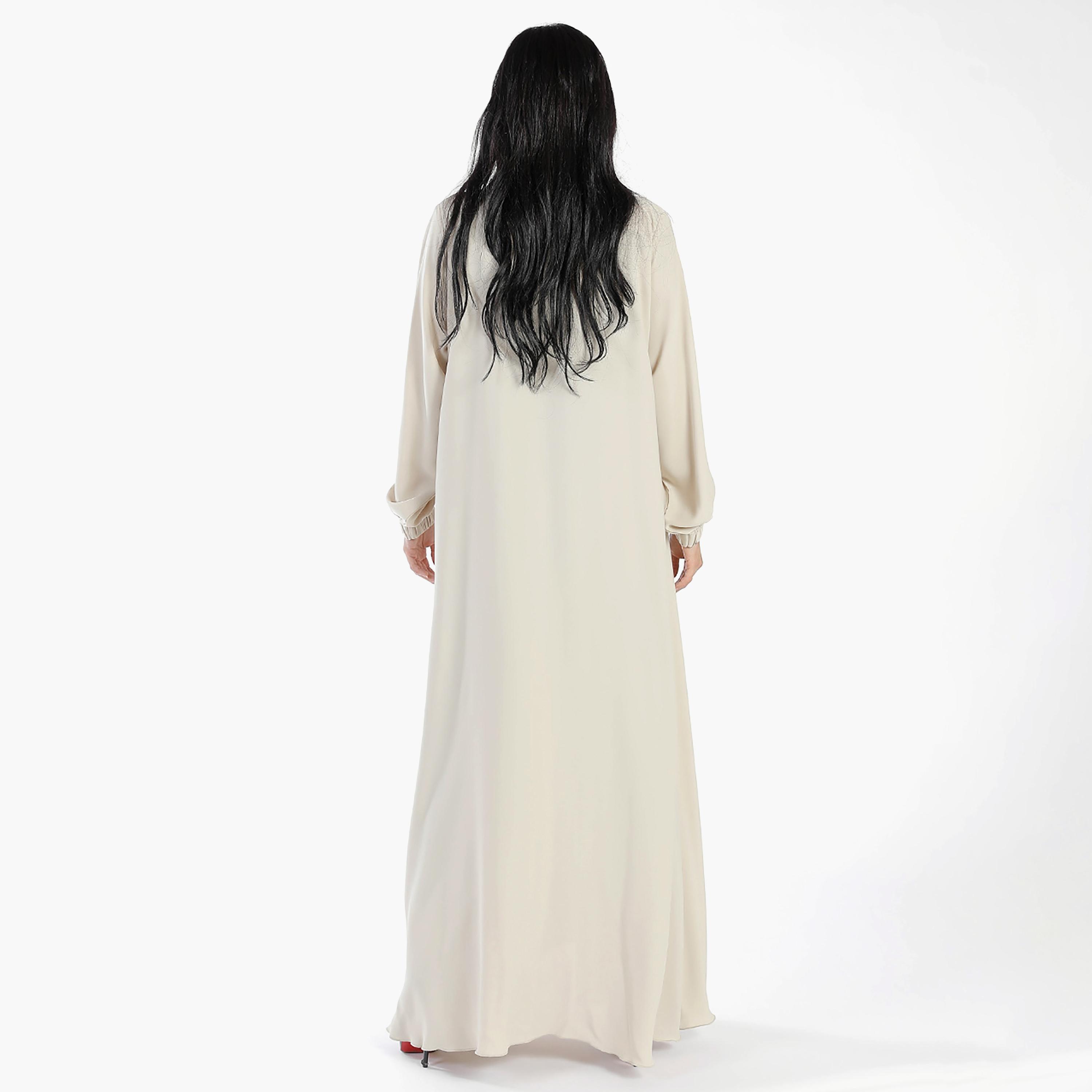 Ramshaa Plain Pocket Detail Abaya with Hijab-women-arabicclothing-abayas-image-5
