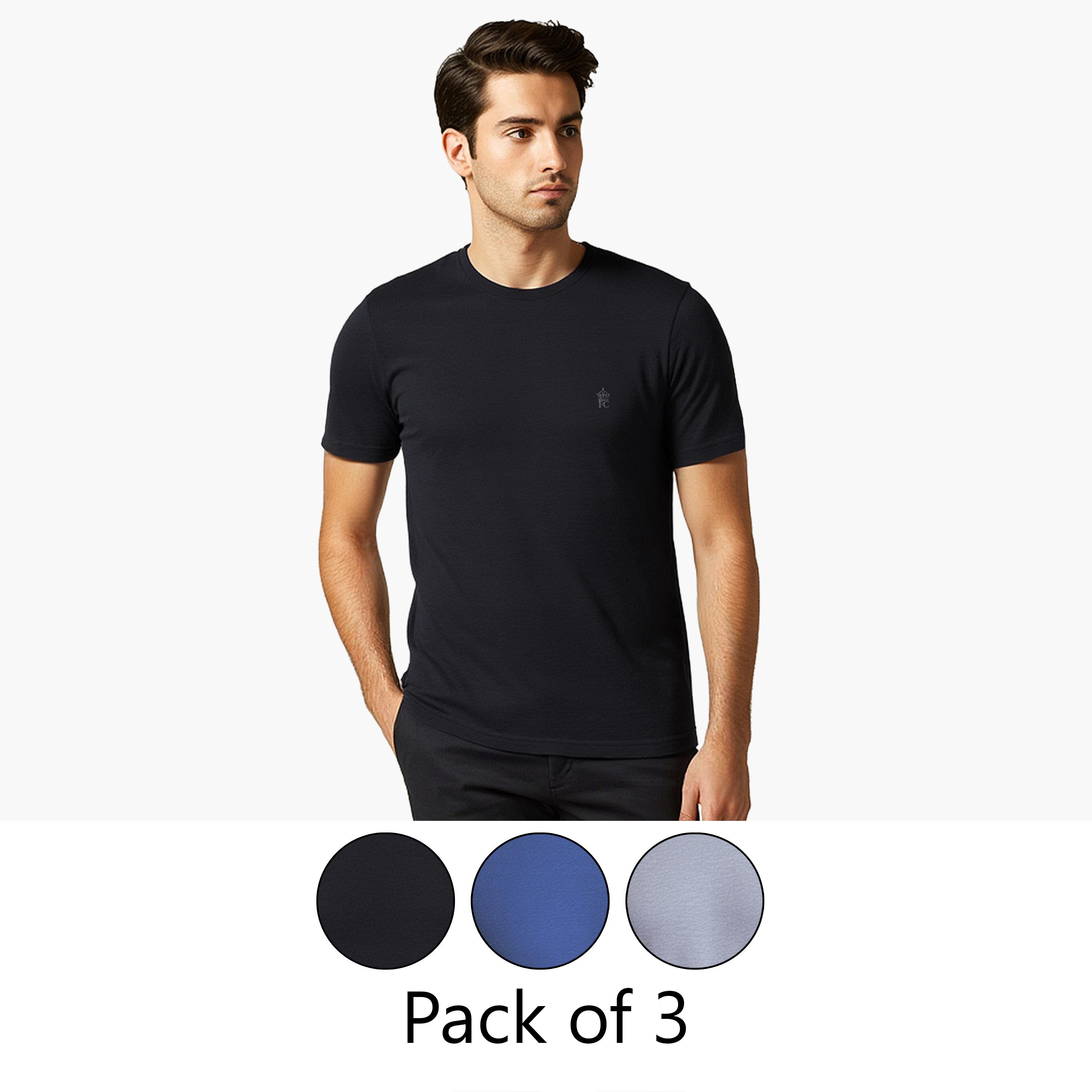 French Connection Pack of 3 Plain Crew Neck Short Sleeves Men's T-Shirt-men-clothing-tshirtsandpolos-tshirts-image-1
