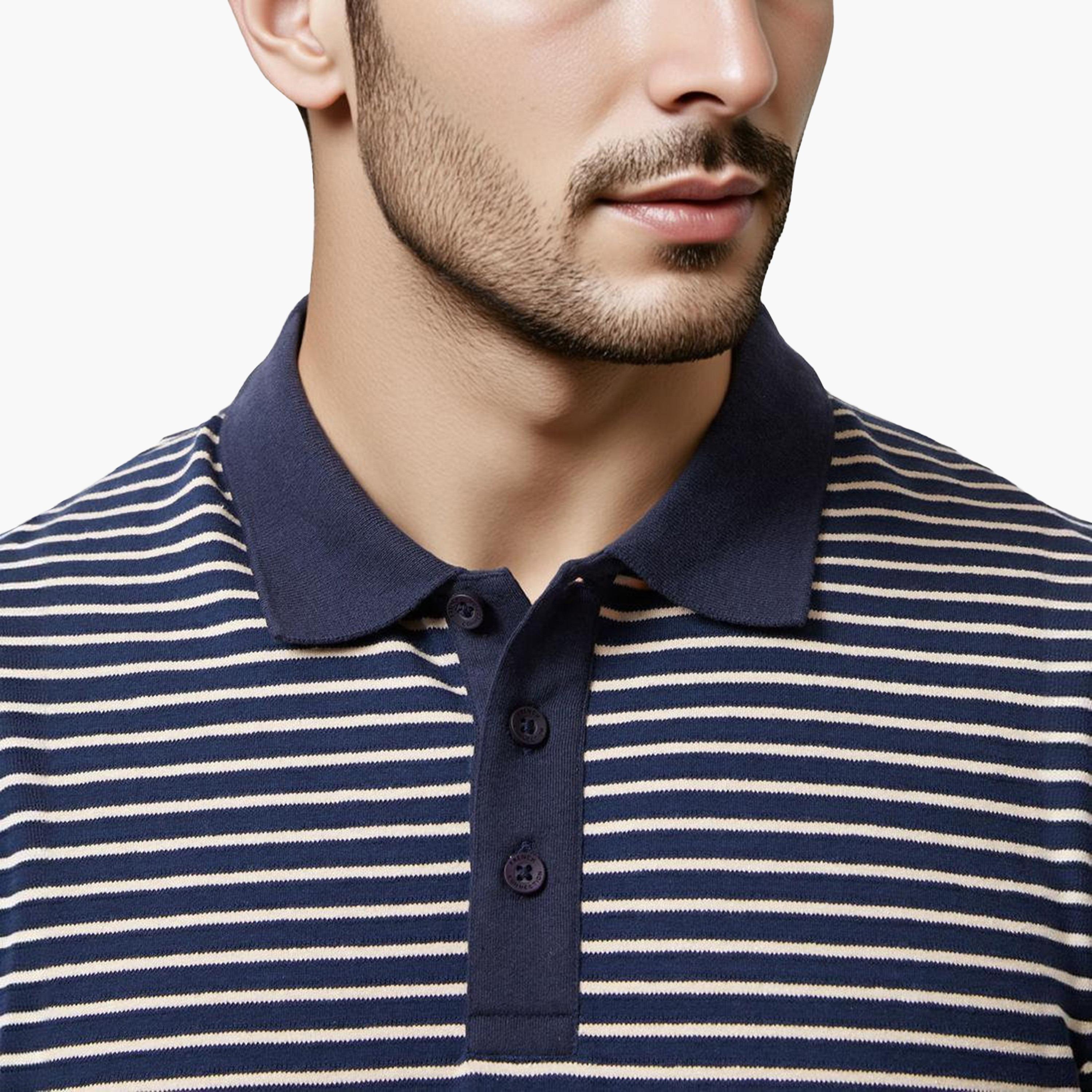 French Connection Striped Collared Short Sleeves Men's T-Shirt-men-clothing-tshirtsandpolos-tshirts-image-3
