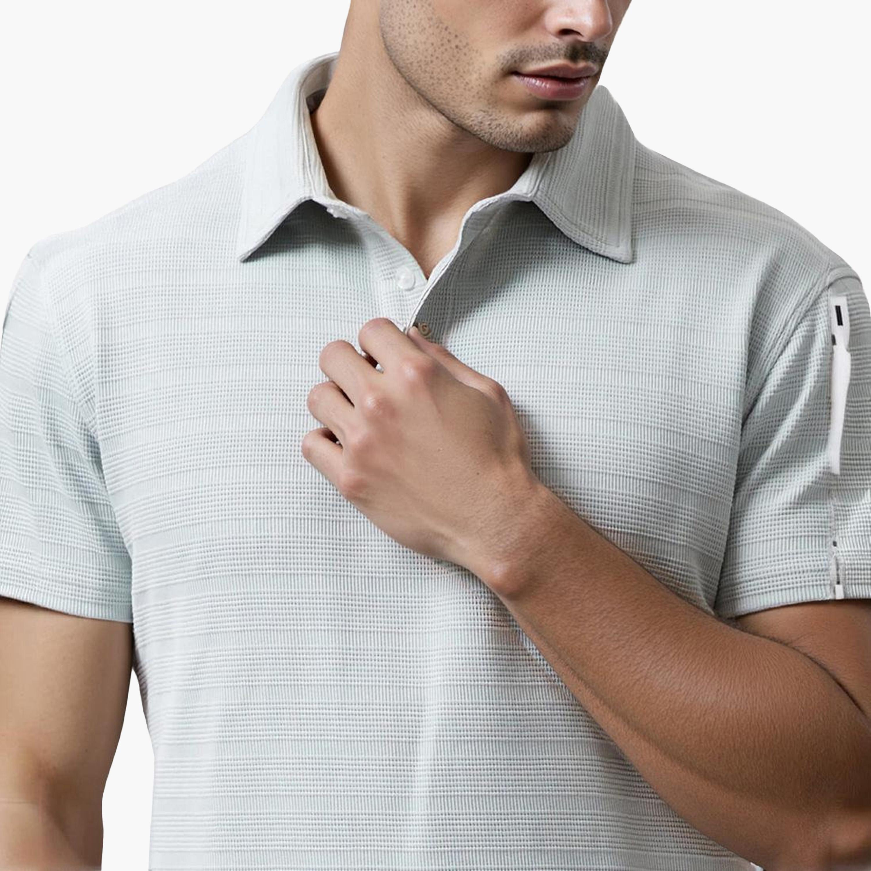French Connection Textured Collared Short Sleeves Men's T-Shirt-men-clothing-tshirtsandpolos-tshirts-image-3
