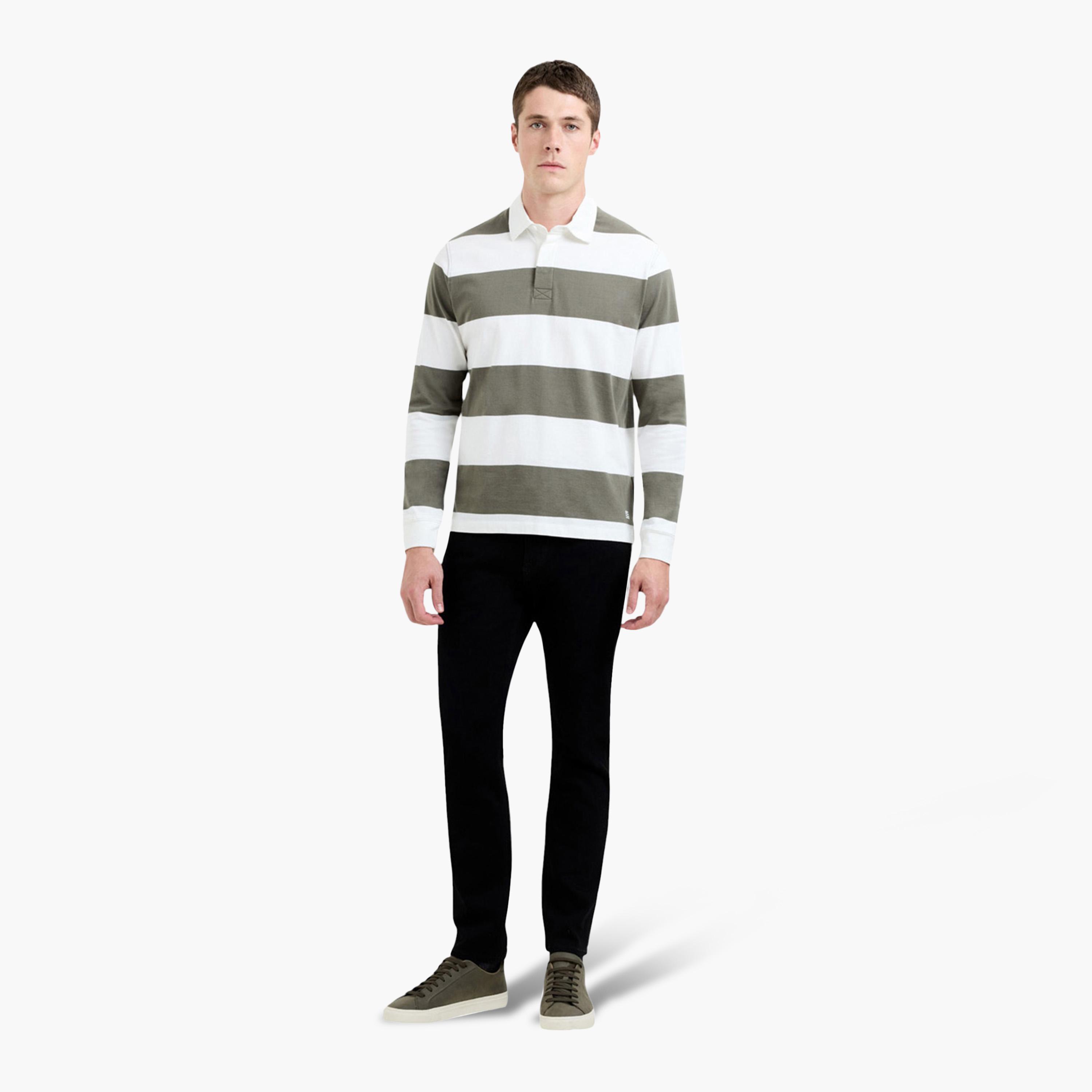 تيشيرت راجبي رجالي مخطط بأكمام طويلة وياقة من فرينش كونكشن-men-clothing-tshirtsandpolos-tshirts-image-2