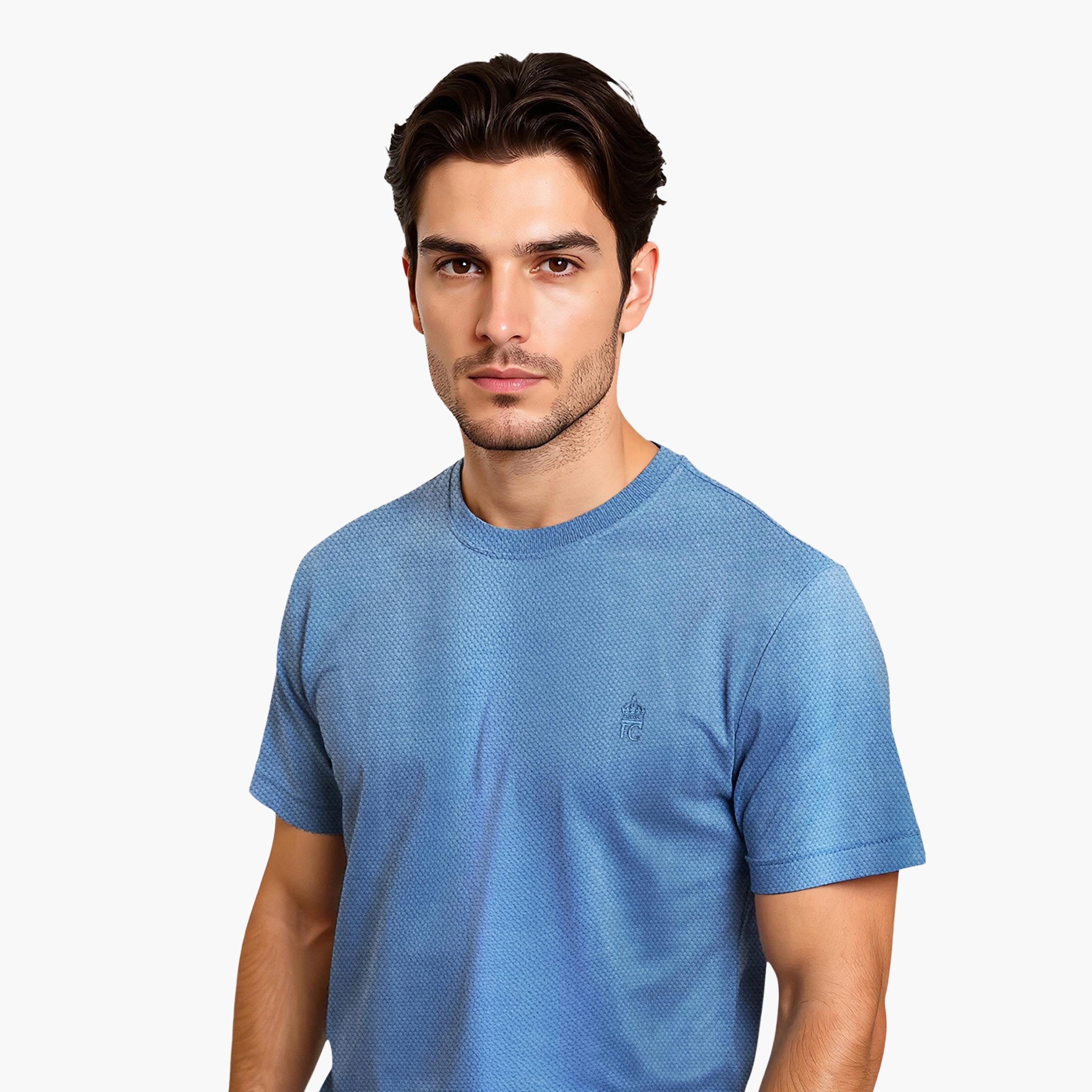 تيشيرت رجالي بأكمام قصيرة ورقبة دائرية مزخرفة من فرينش كونيكشن-men-clothing-tshirtsandpolos-tshirts-image-7