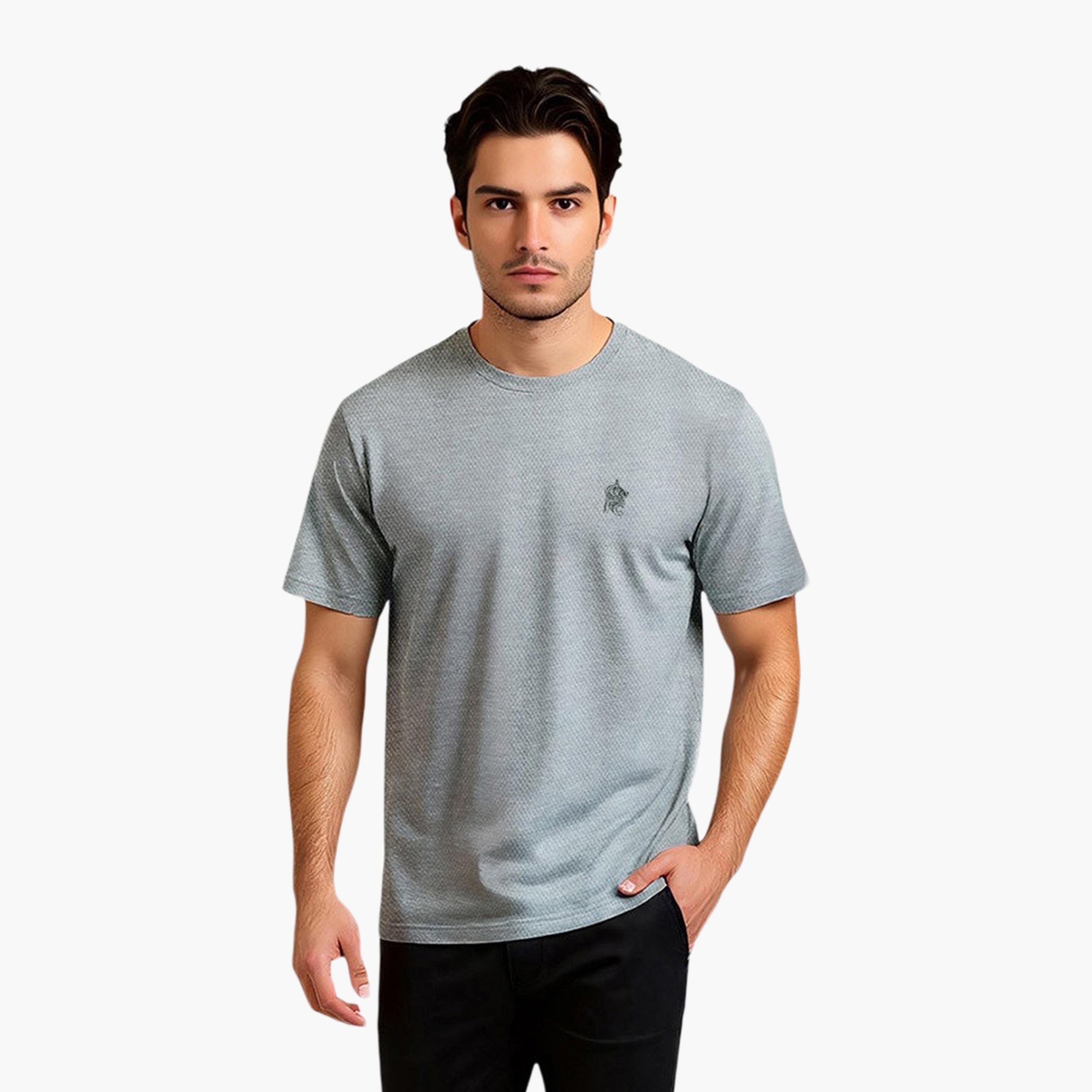 تيشيرت رجالي بأكمام قصيرة ورقبة دائرية مزخرفة من فرينش كونيكشن-men-clothing-tshirtsandpolos-tshirts-image-1