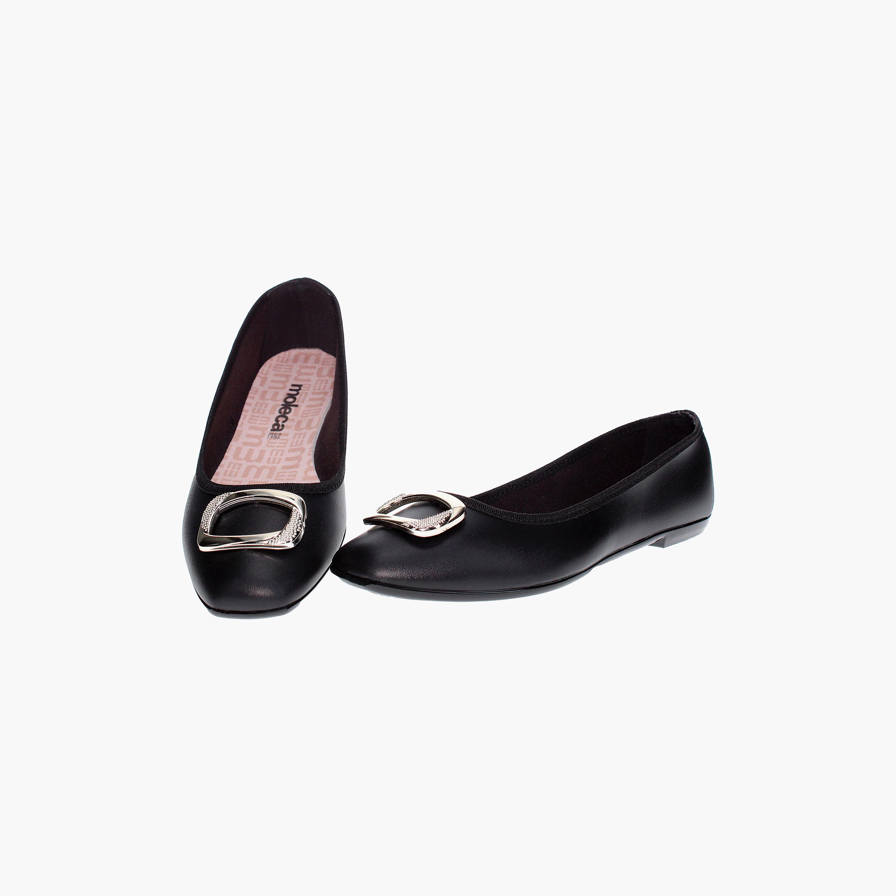 Moleca by Geoomnii Women's Round Toe Ballerinas with Golden Buckle | 5729-119-7800      -women-shoes-ballerinas-image-4