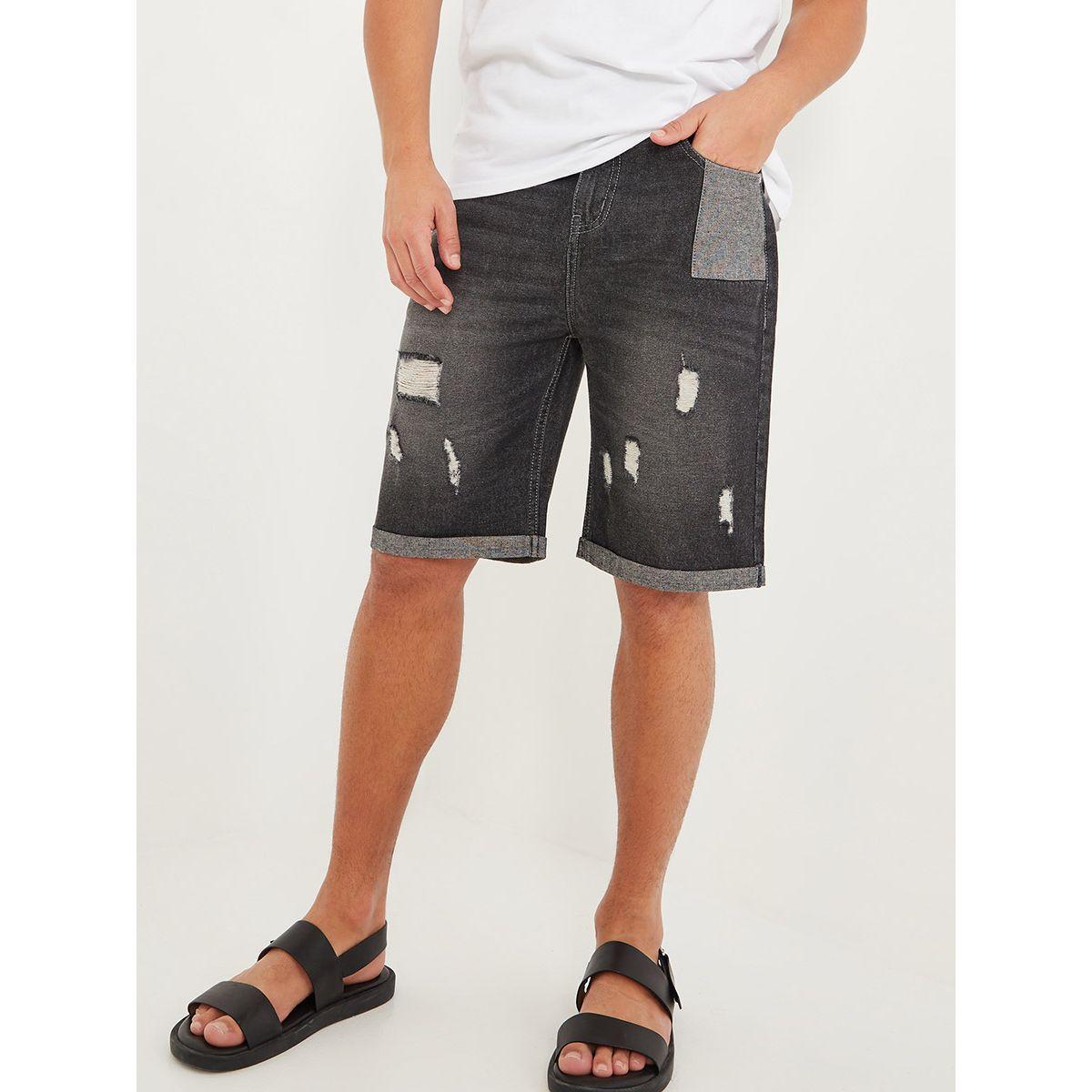شورت دنيم بتفاصيل ممزقة من ريد تايب-men-clothing-bottoms-shorts-image-1