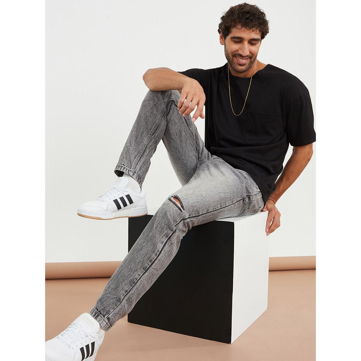 Styli Single Knee Rip Detail Regular Fit Jeans-men-clothing-bottoms-jeans-image-1
