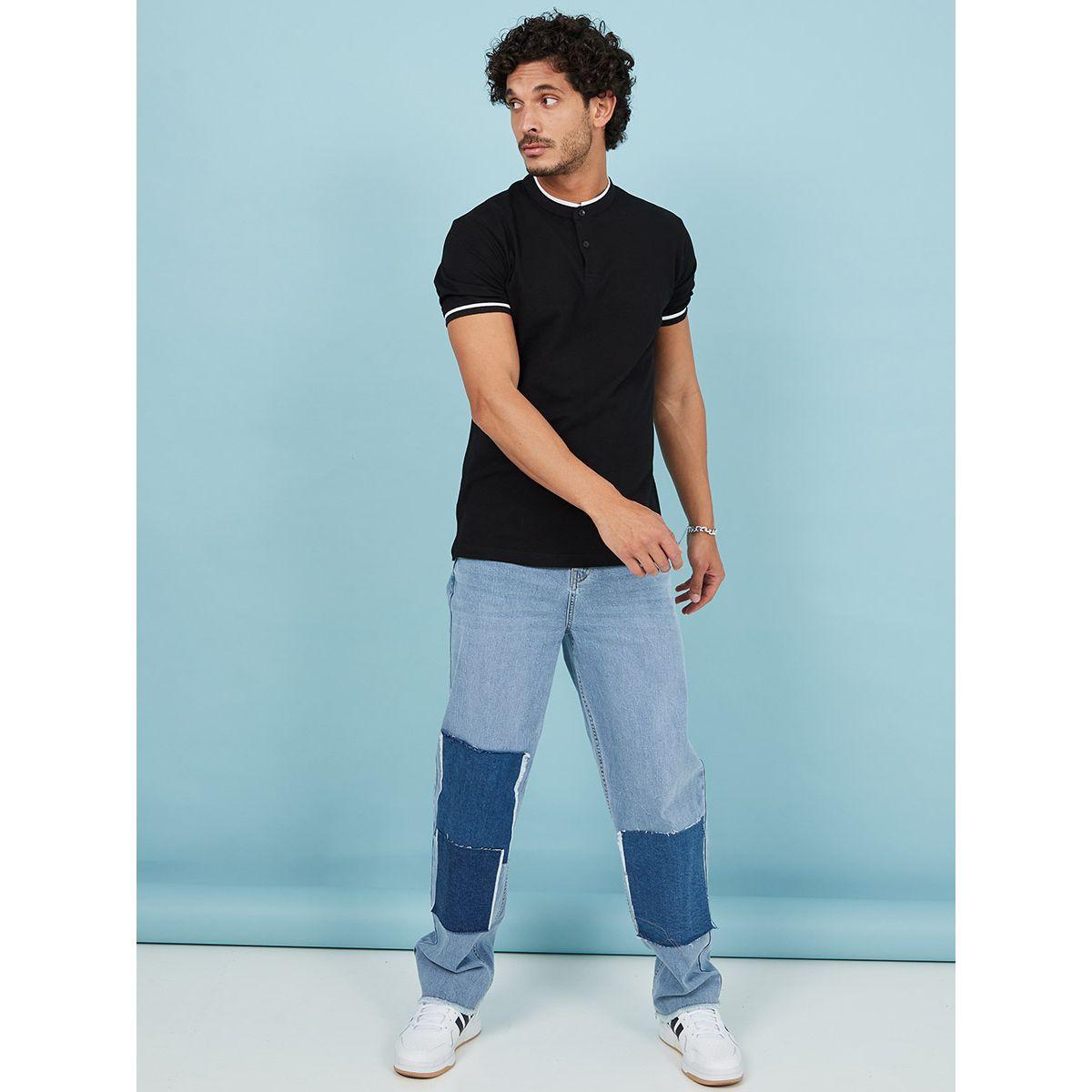 Styli Patchwork Baggy Fit Jeans with Pockets-men-clothing-bottoms-jeans-image-2