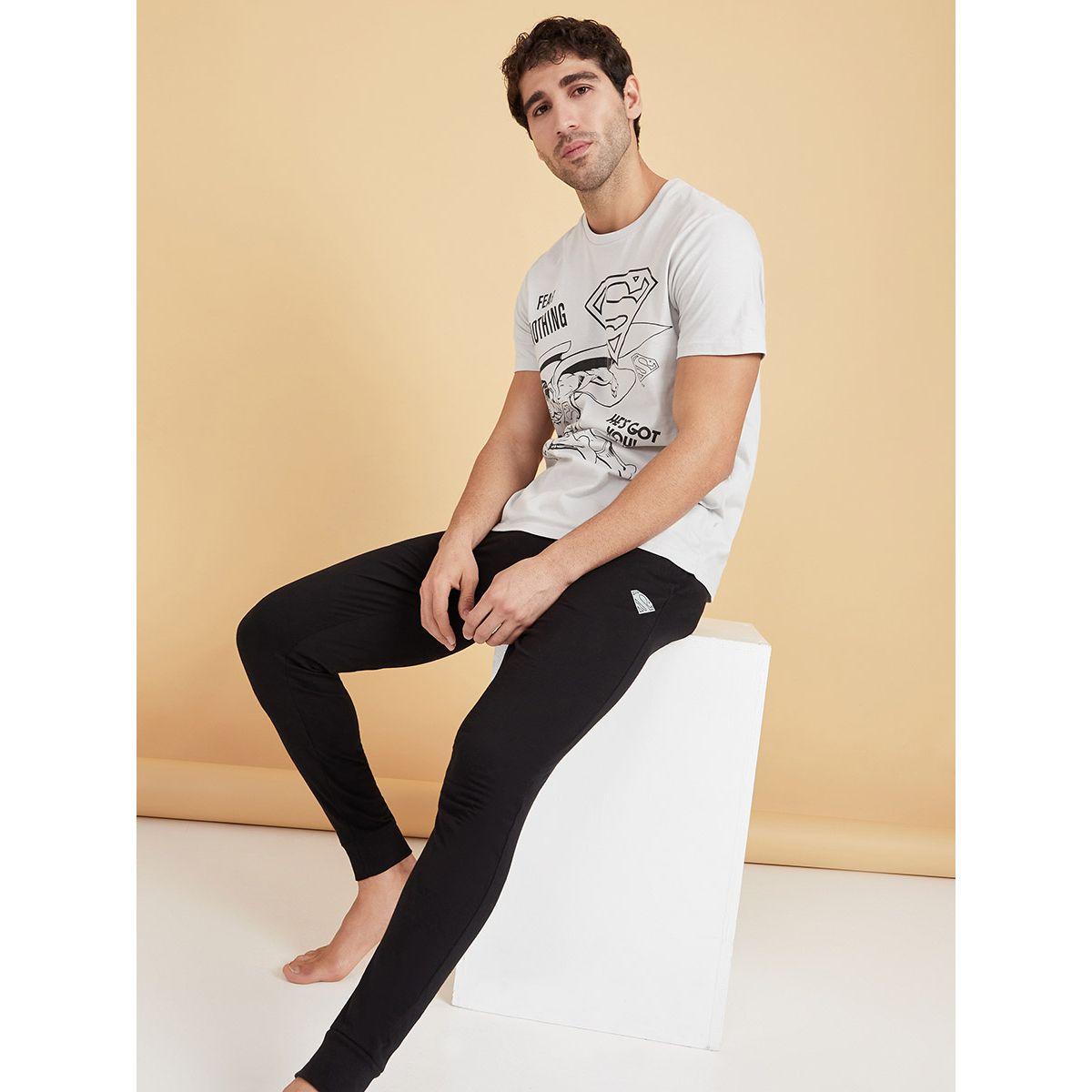 Styli Superman Graphic Print T-shirt and Cuffed Pyjama Set-men-clothing-nightwear-sets-image-1