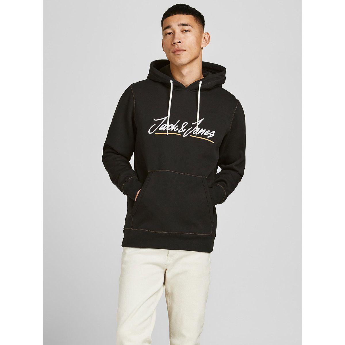 Jack & Jones Logo Detail Kangaroo Pocket Hoodie-men-winterwear-hoodiesandsweatshirts-image-1